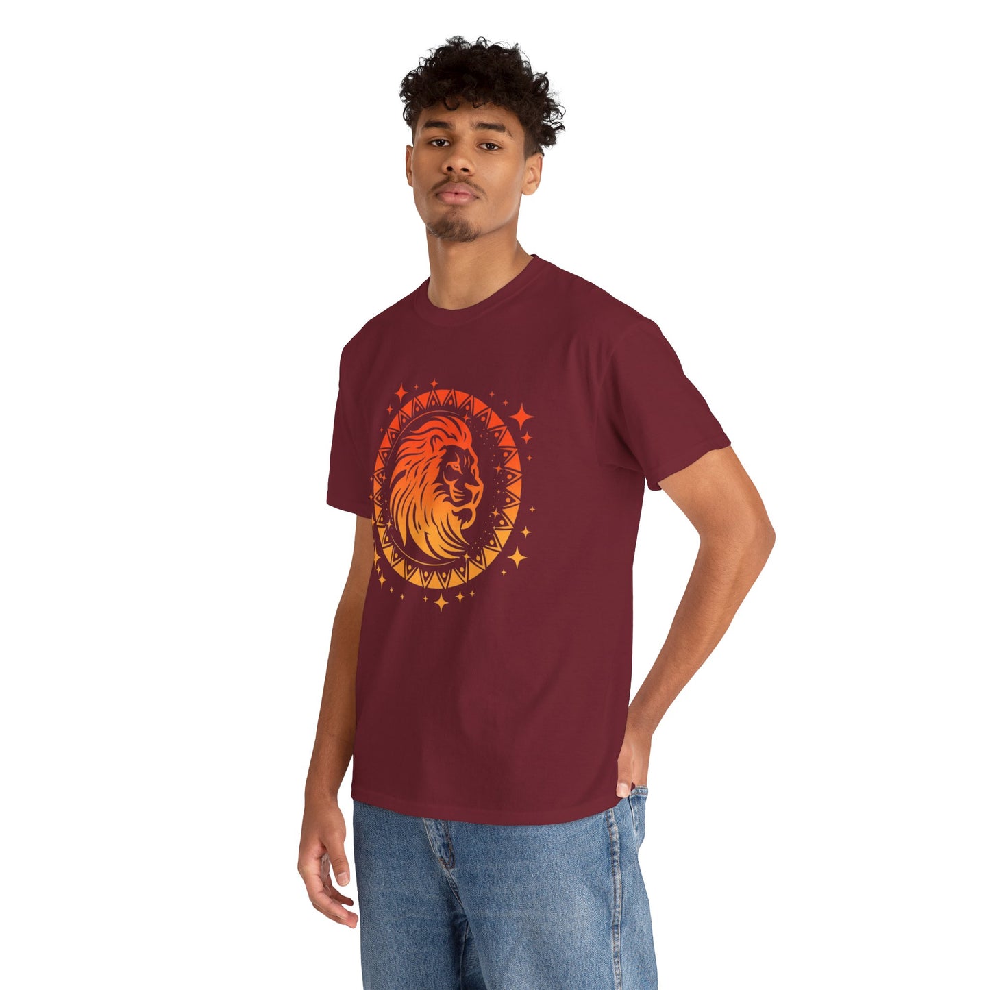 Tribal Circle Leo Lion Unisex Heavy Cotton Tee