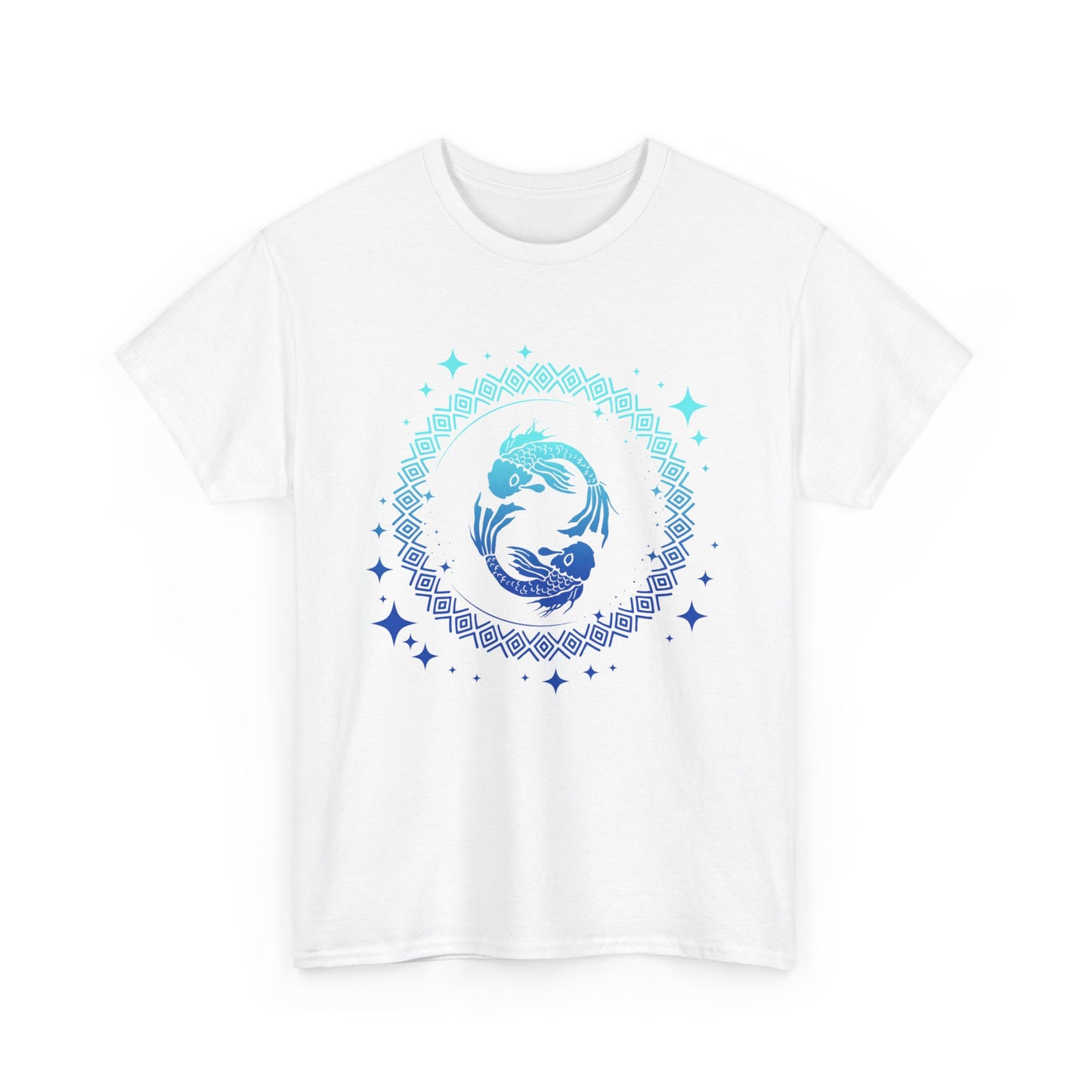 Tribal Circle Pisces Twin Fish Unisex Heavy Cotton Tee