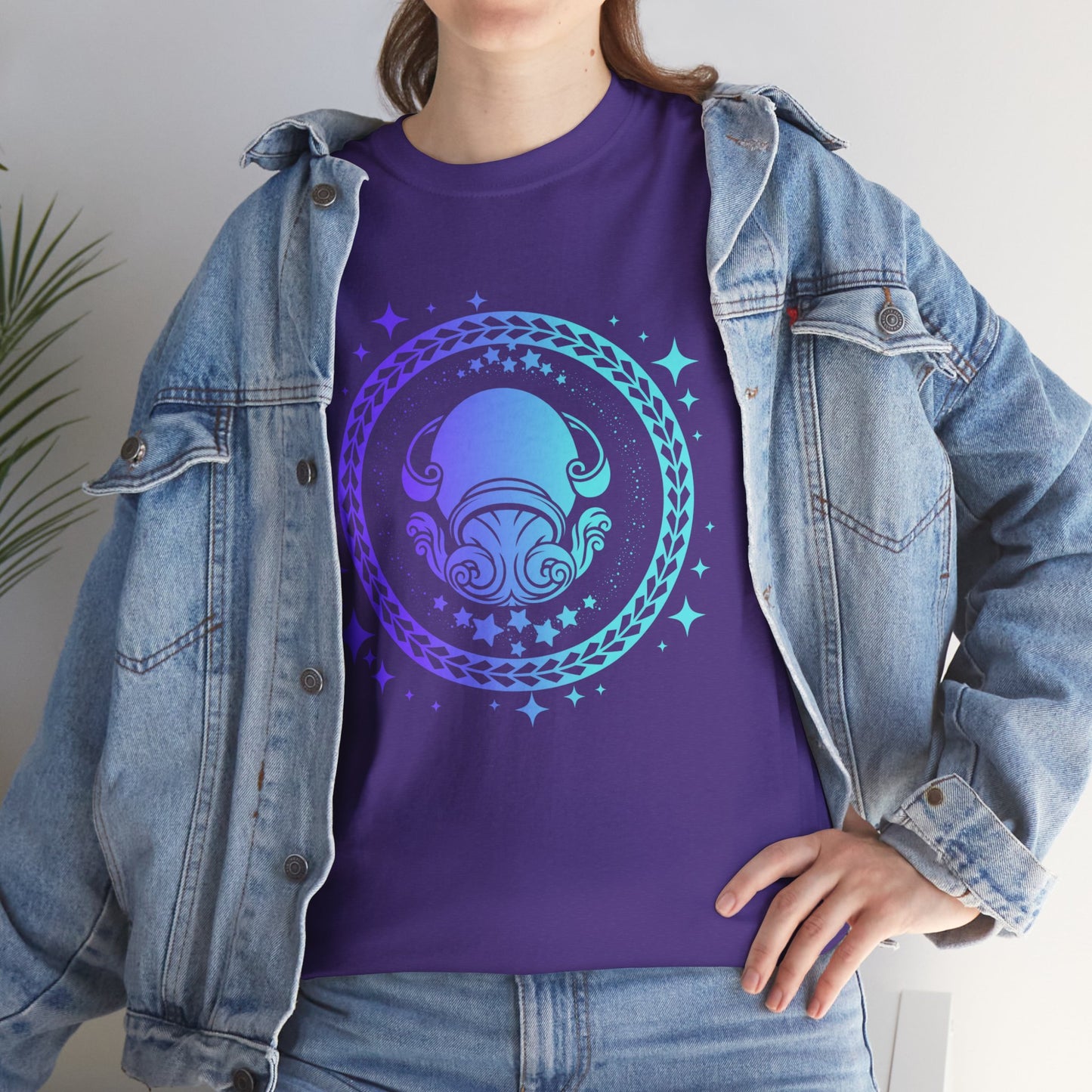 Tribal Circle Aquarius water bearer Unisex Heavy Cotton Tee