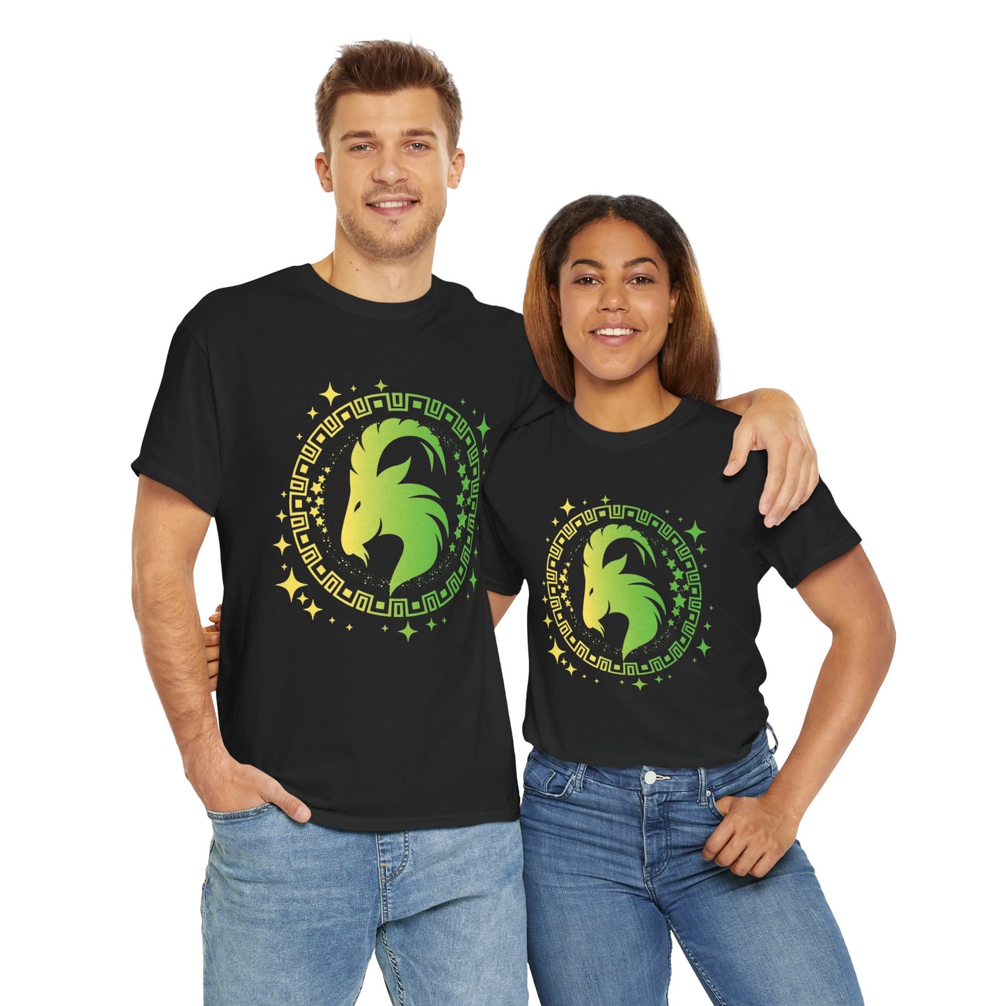 Tribal Circle Capricorn Goat Unisex Heavy Cotton Tee