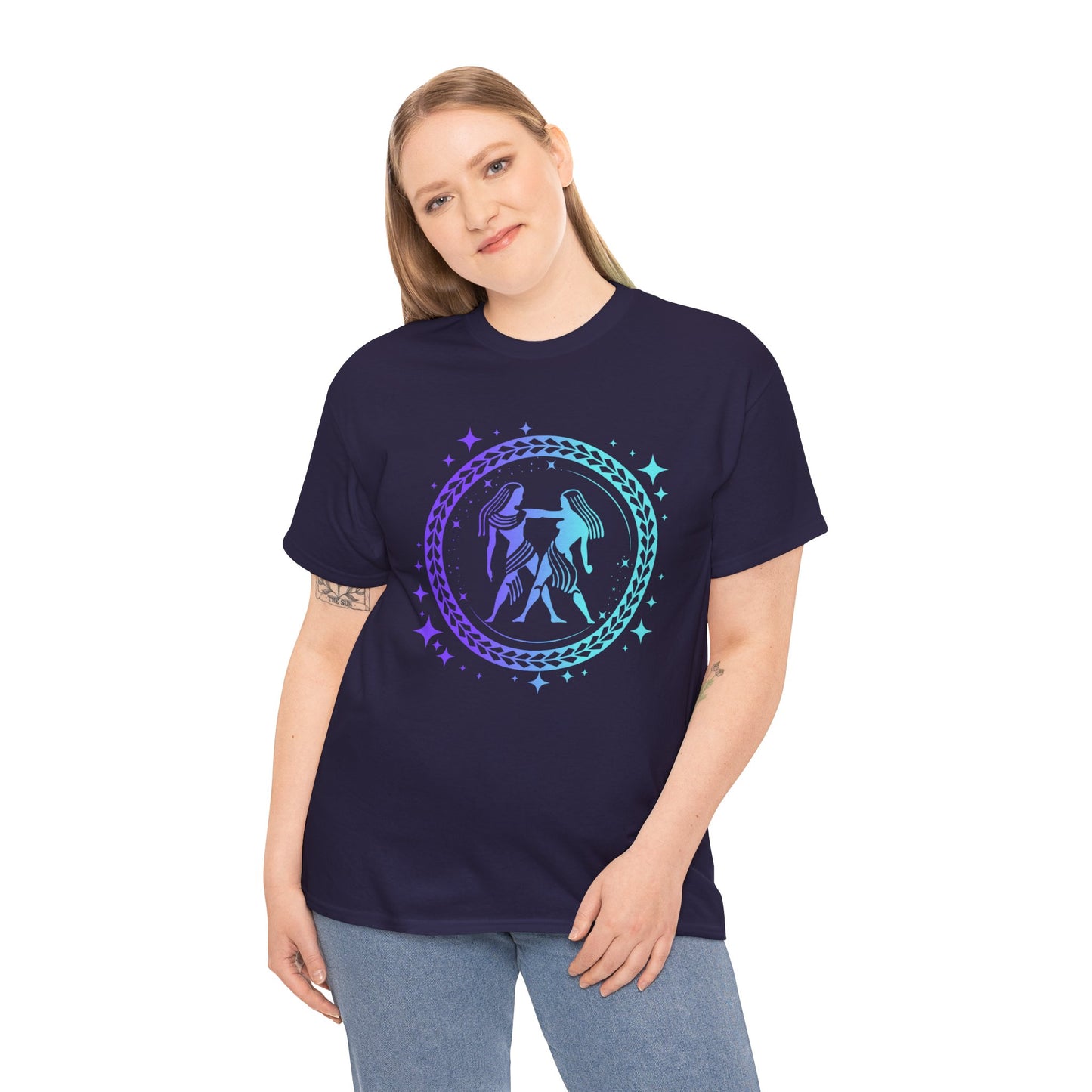 Tribal Circle Gemini Twins Unisex Heavy Cotton Tee