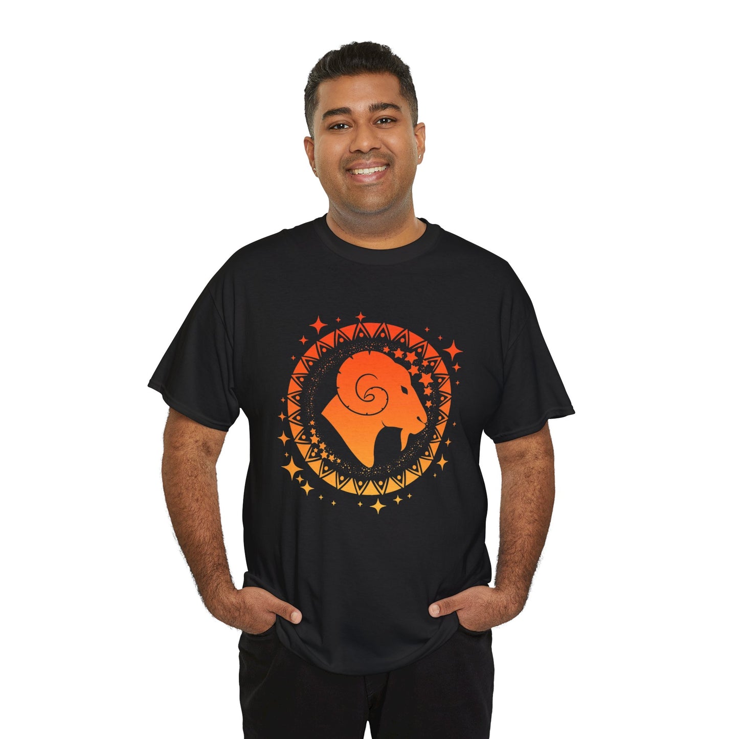 Tribal Circle Aries Ram Unisex Heavy Cotton Tee