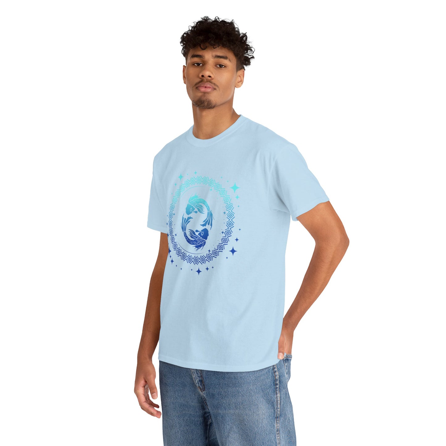 Tribal Circle Pisces Twin Fish Unisex Heavy Cotton Tee