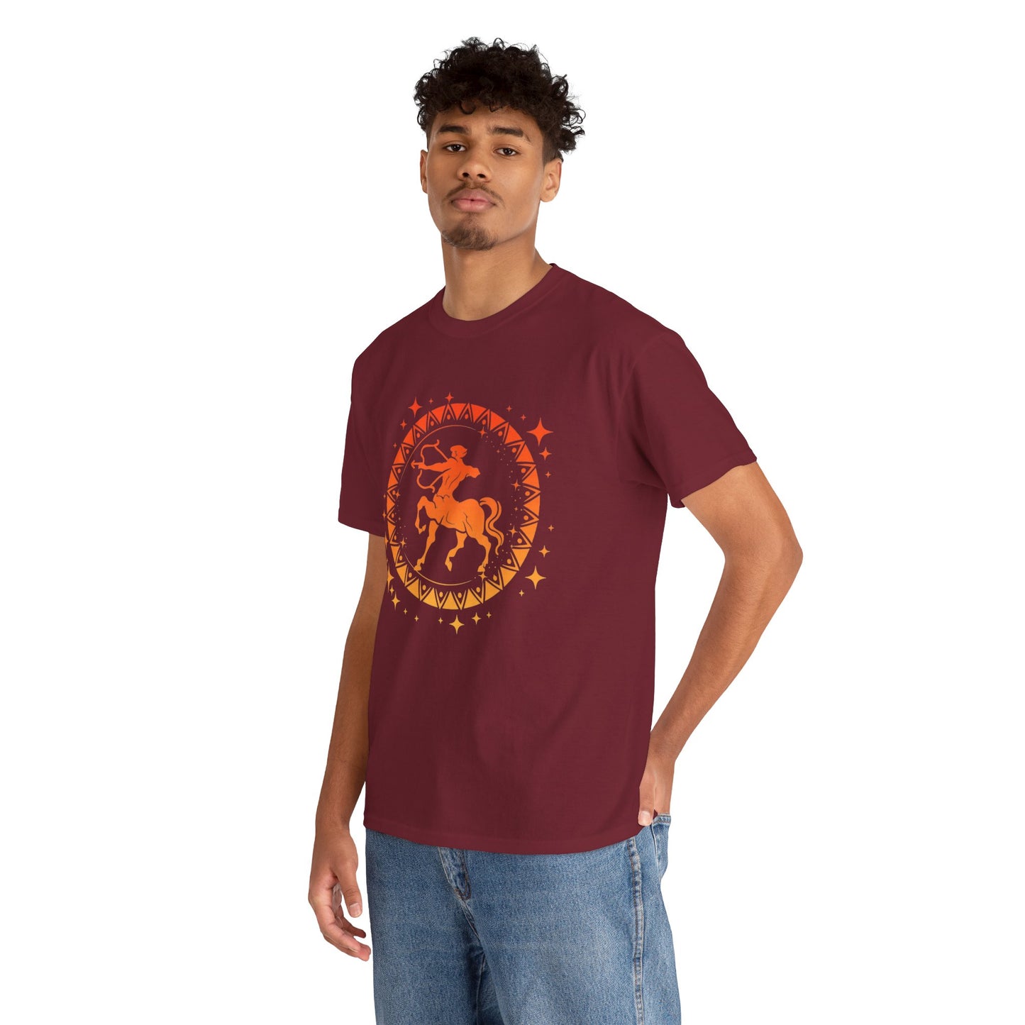 Tribal Circle Sagittarius Archer Unisex Heavy Cotton Tee