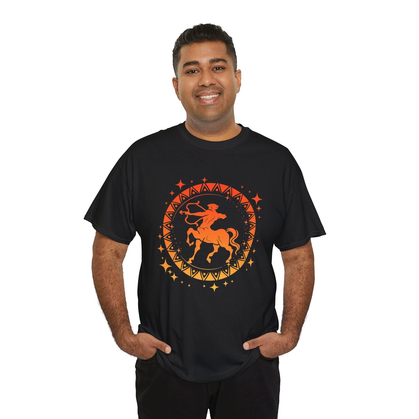 Tribal Circle Sagittarius Archer Unisex Heavy Cotton Tee