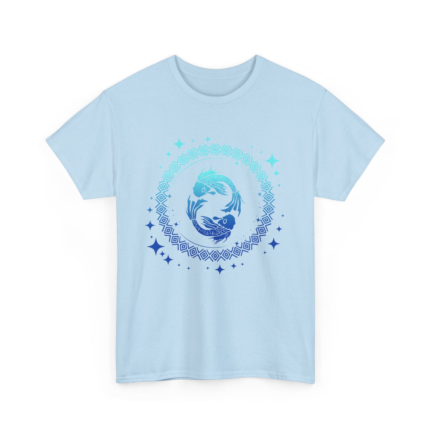 Tribal Circle Pisces Twin Fish Unisex Heavy Cotton Tee