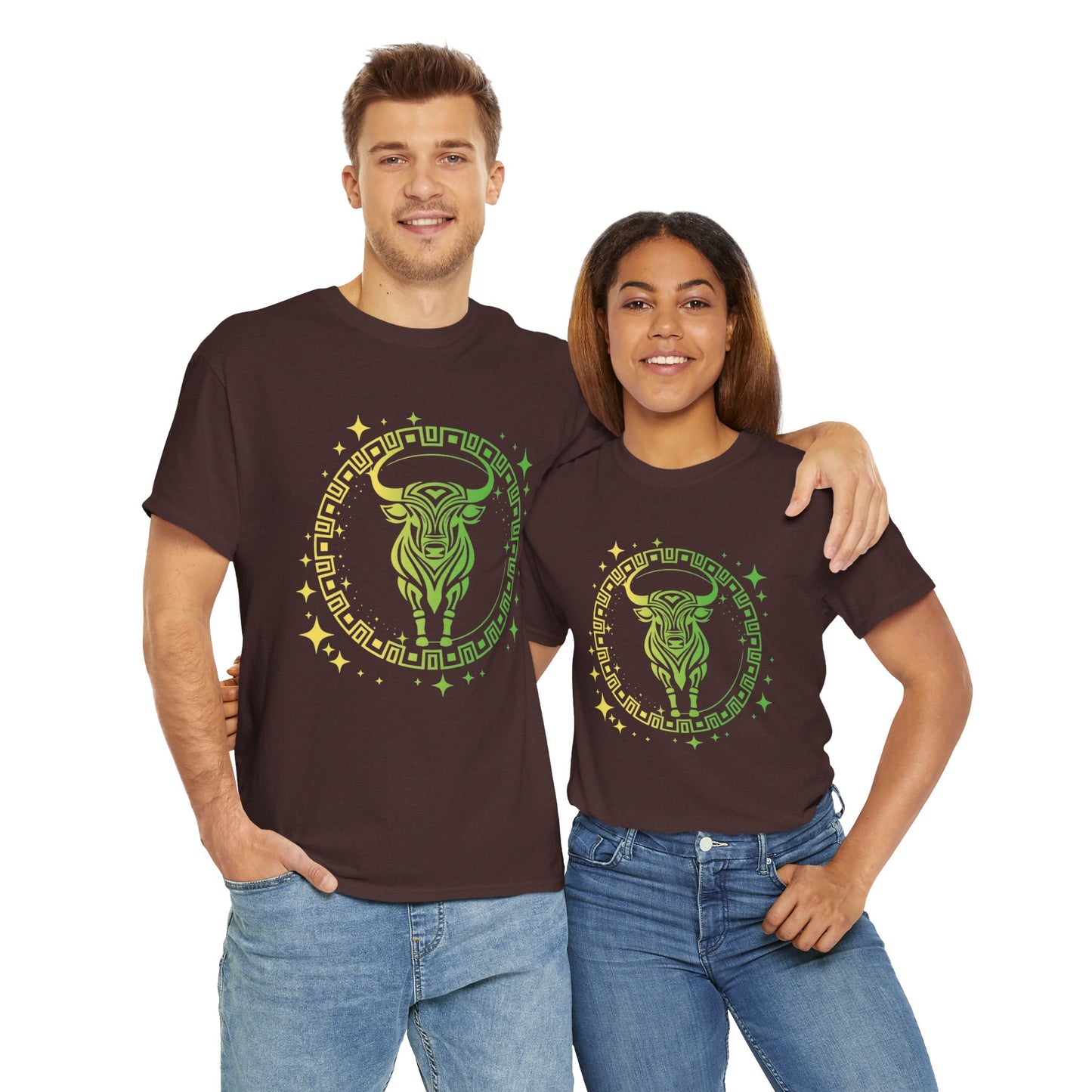 Tribal Circle Taurus Bull Unisex Heavy Cotton Tee