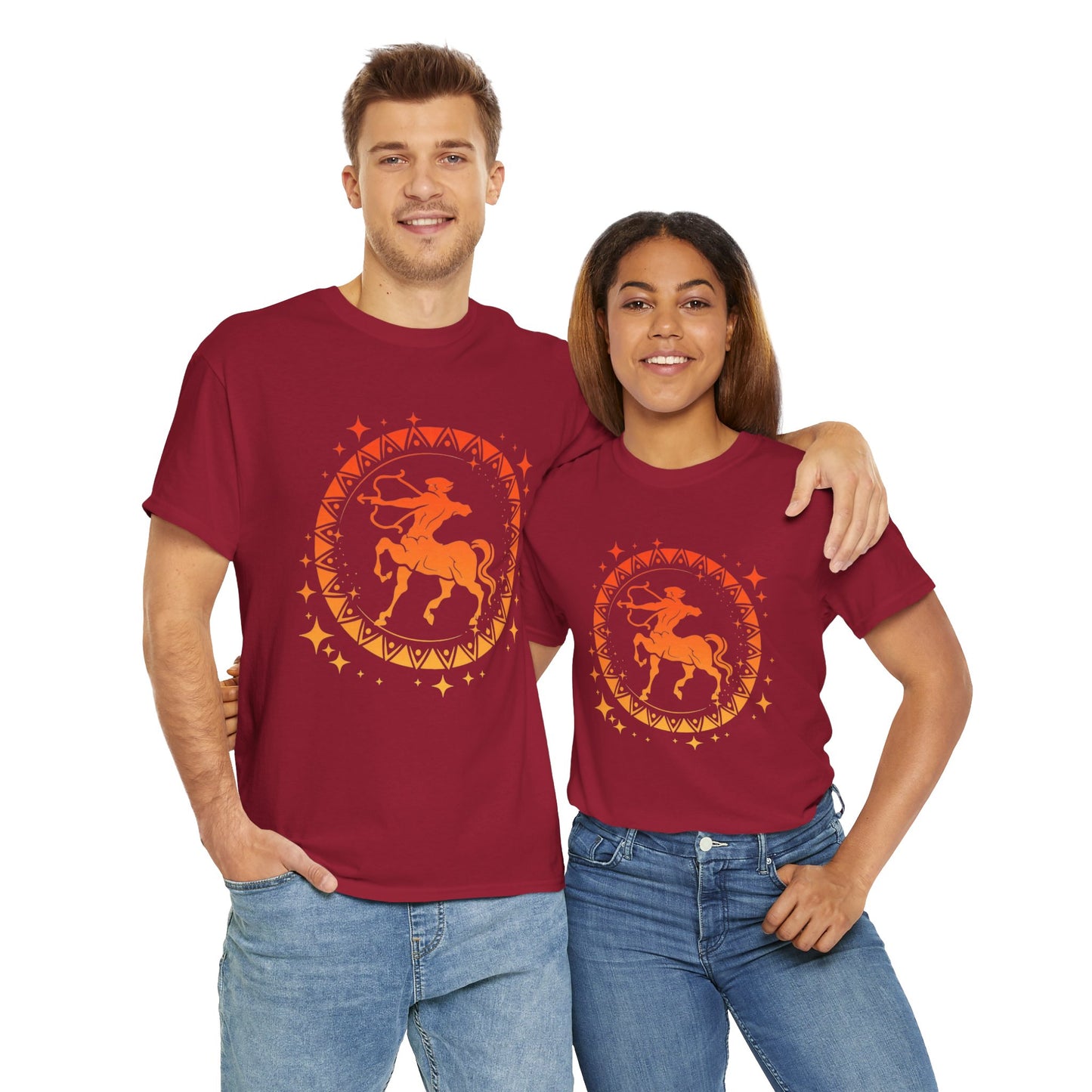 Tribal Circle Sagittarius Archer Unisex Heavy Cotton Tee