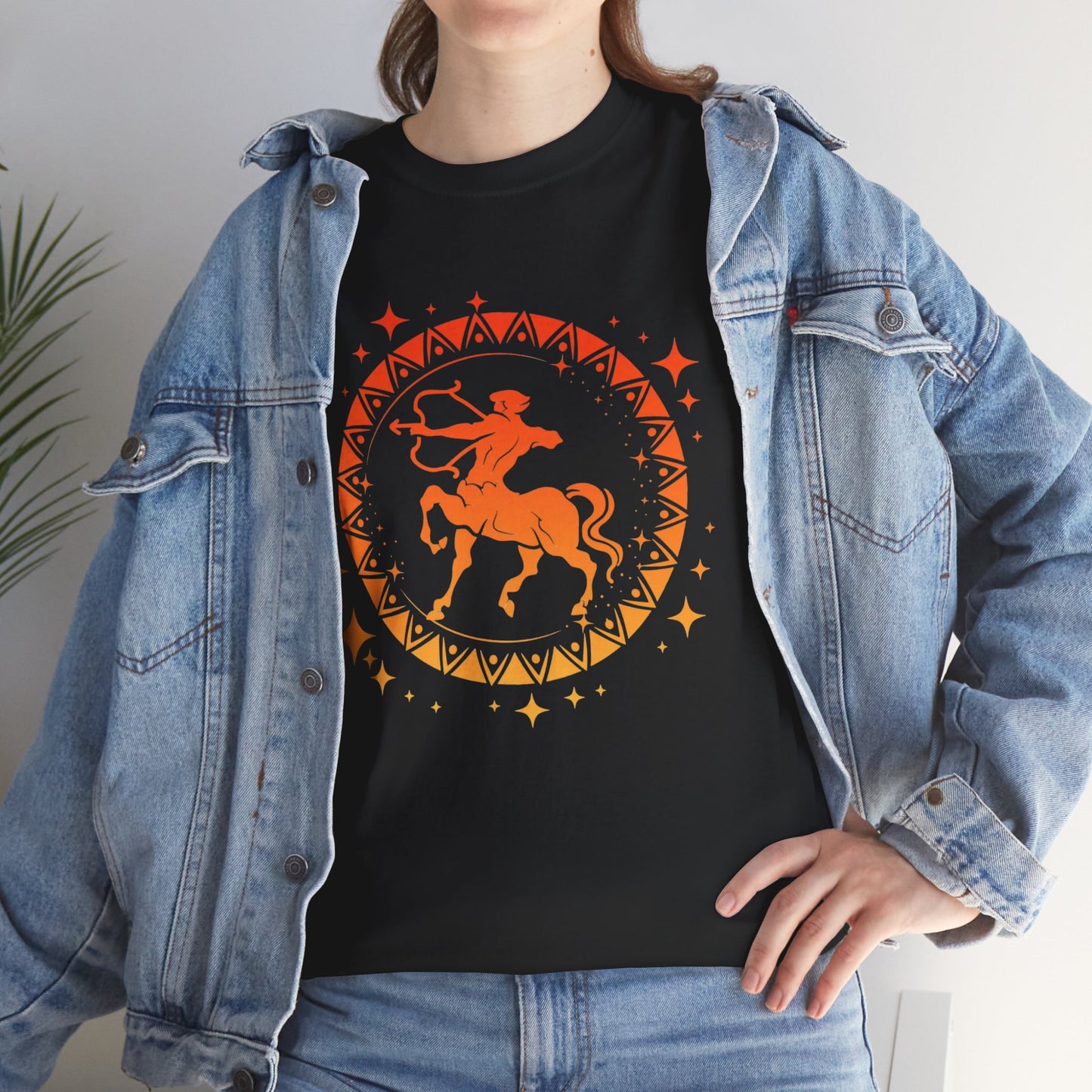 Tribal Circle Sagittarius Archer Unisex Heavy Cotton Tee