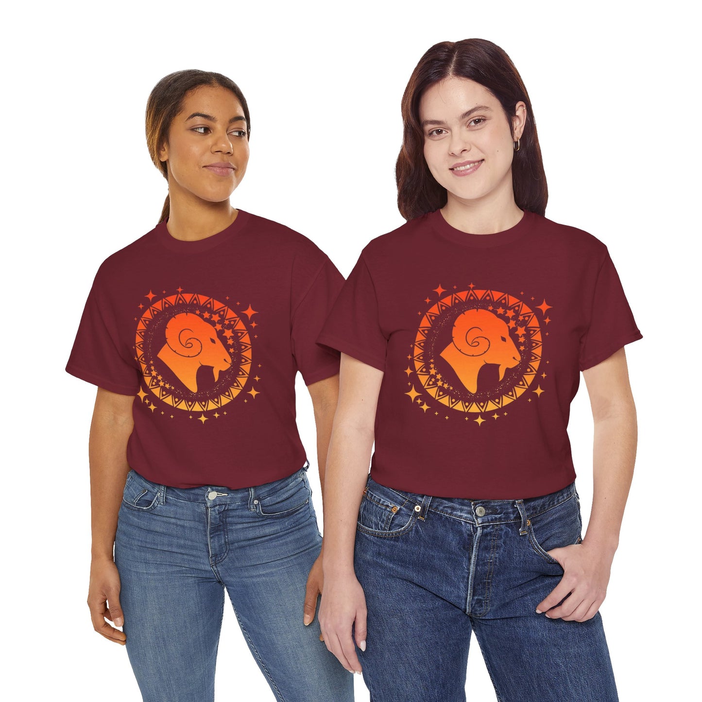 Tribal Circle Aries Ram Unisex Heavy Cotton Tee
