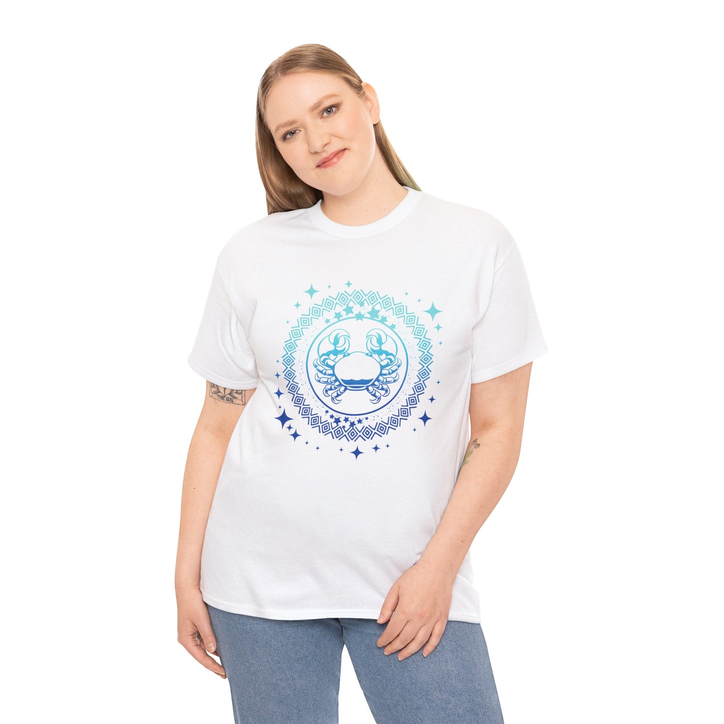 Tribal Circle Cancer Crab Unisex Heavy Cotton Tee