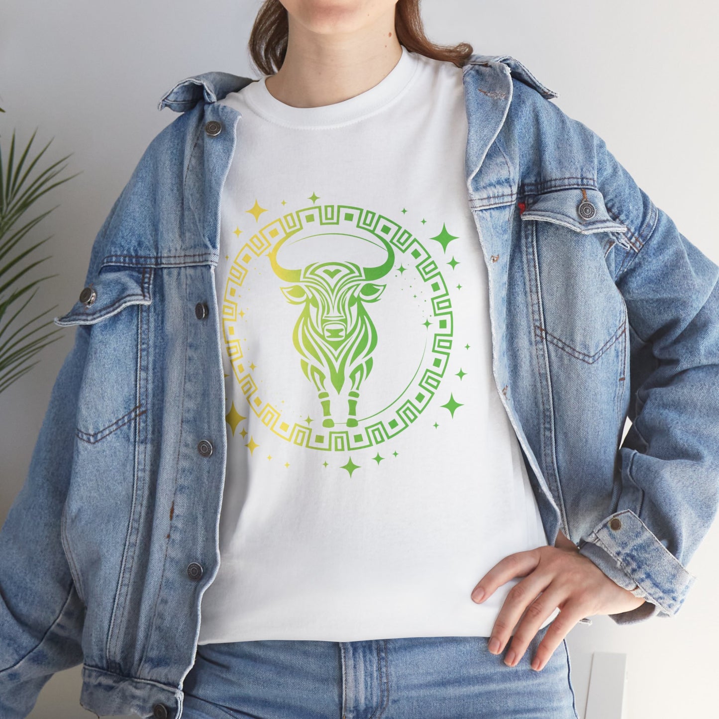Tribal Circle Taurus Bull Unisex Heavy Cotton Tee
