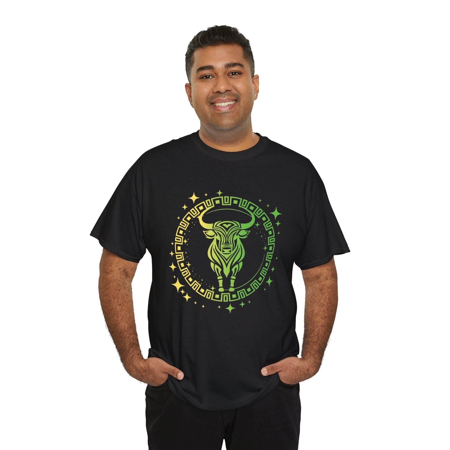 Tribal Circle Taurus Bull Unisex Heavy Cotton Tee