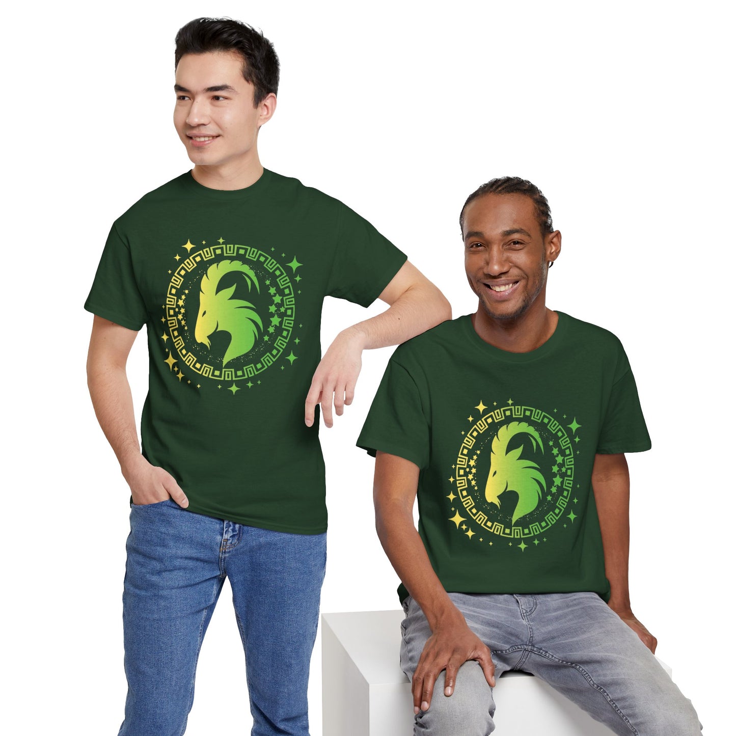 Tribal Circle Capricorn Goat Unisex Heavy Cotton Tee