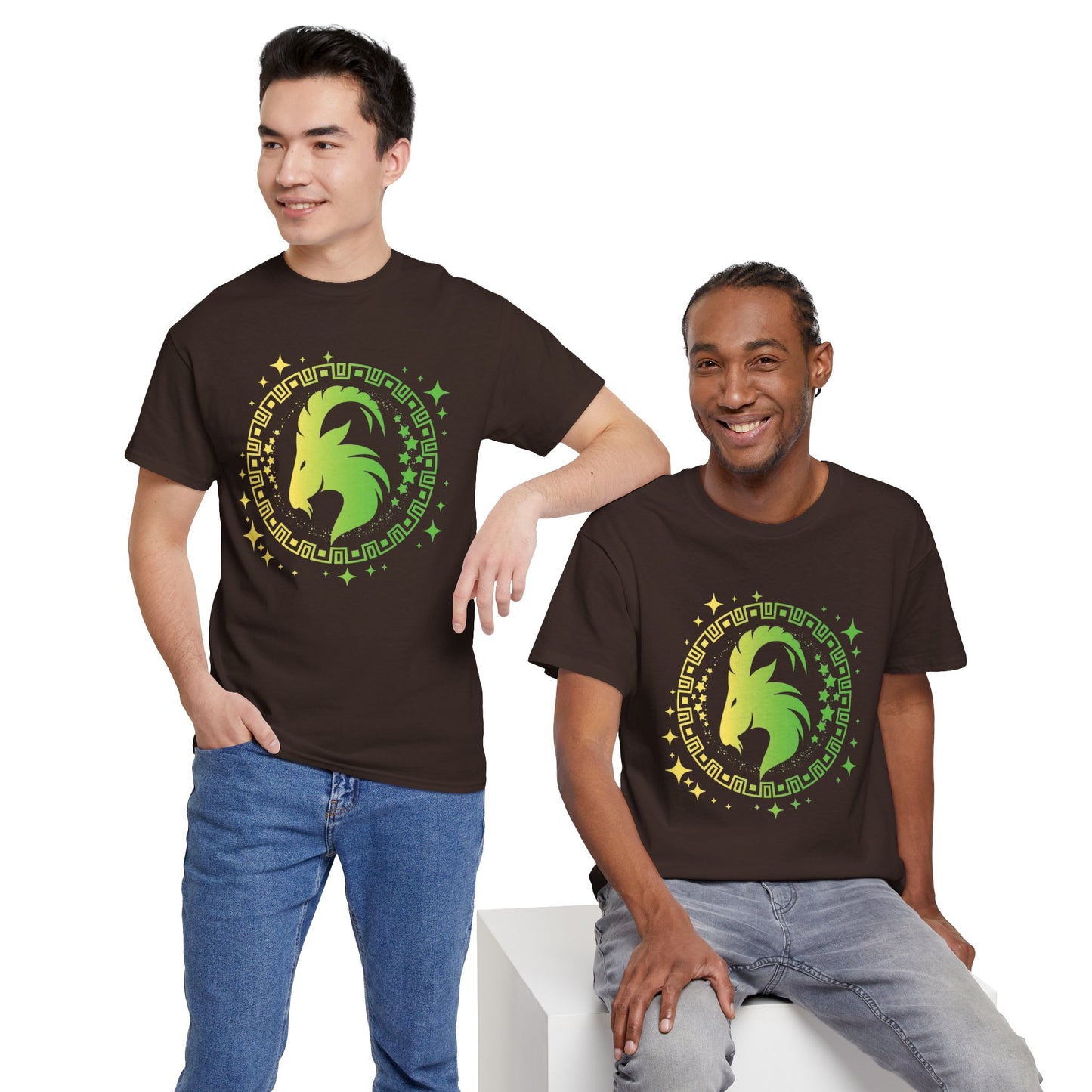 Tribal Circle Capricorn Goat Unisex Heavy Cotton Tee