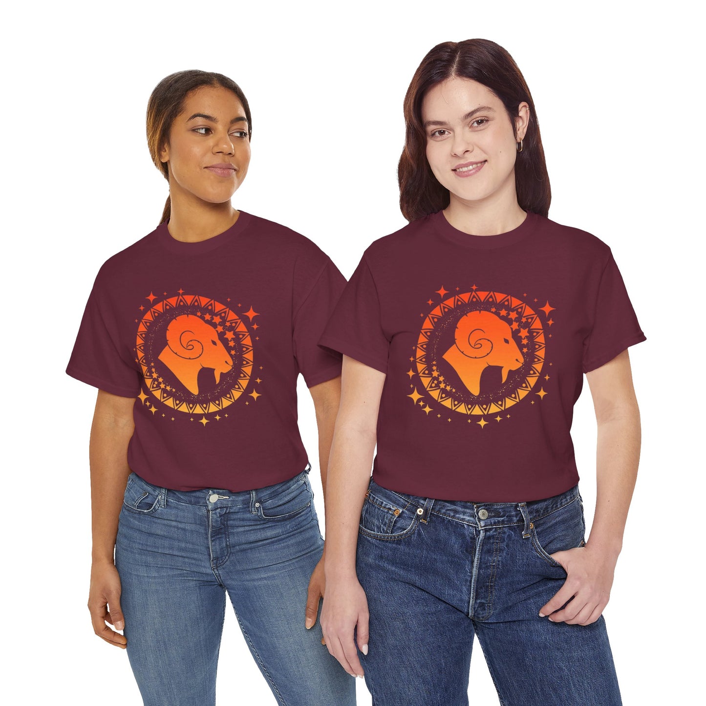 Tribal Circle Aries Ram Unisex Heavy Cotton Tee