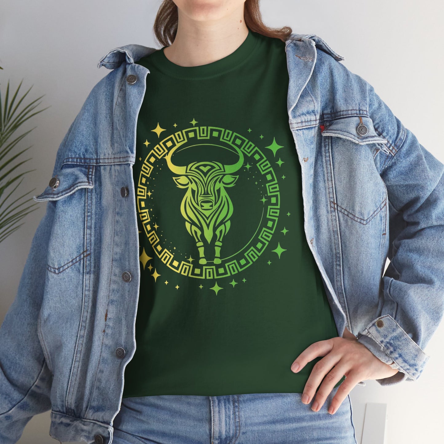 Tribal Circle Taurus Bull Unisex Heavy Cotton Tee