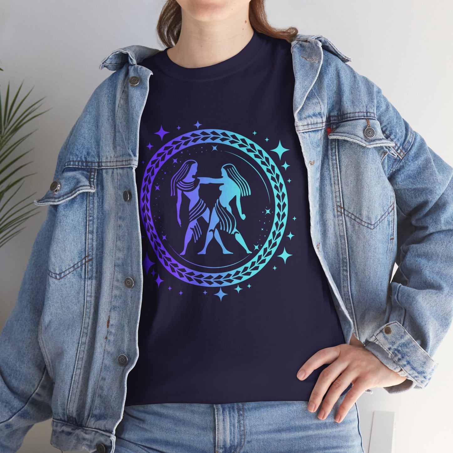 Tribal Circle Gemini Twins Unisex Heavy Cotton Tee