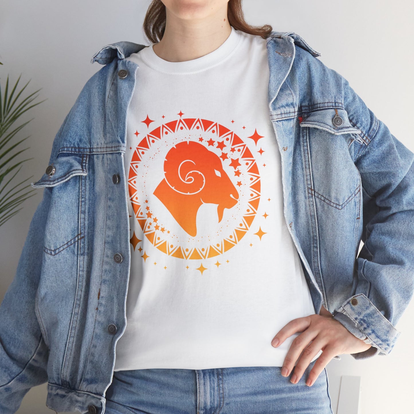 Tribal Circle Aries Ram Unisex Heavy Cotton Tee