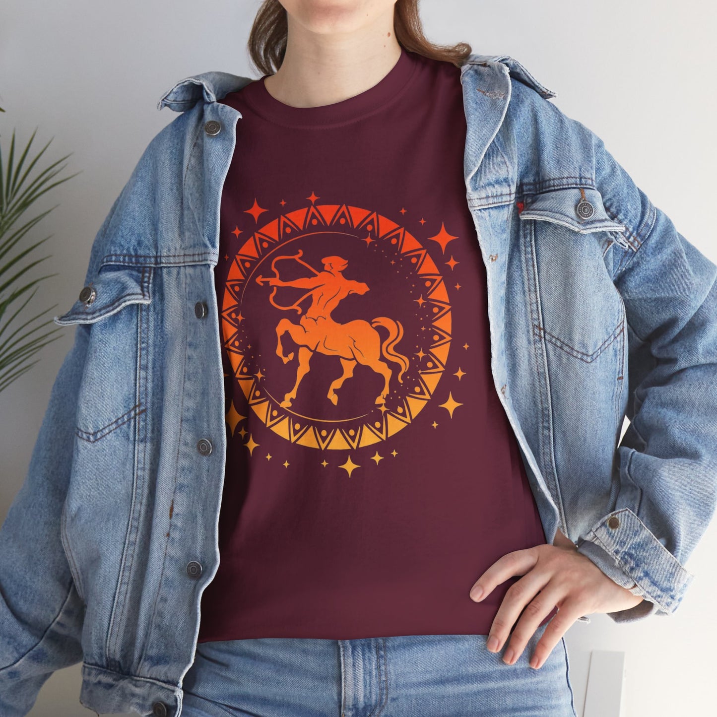 Tribal Circle Sagittarius Archer Unisex Heavy Cotton Tee