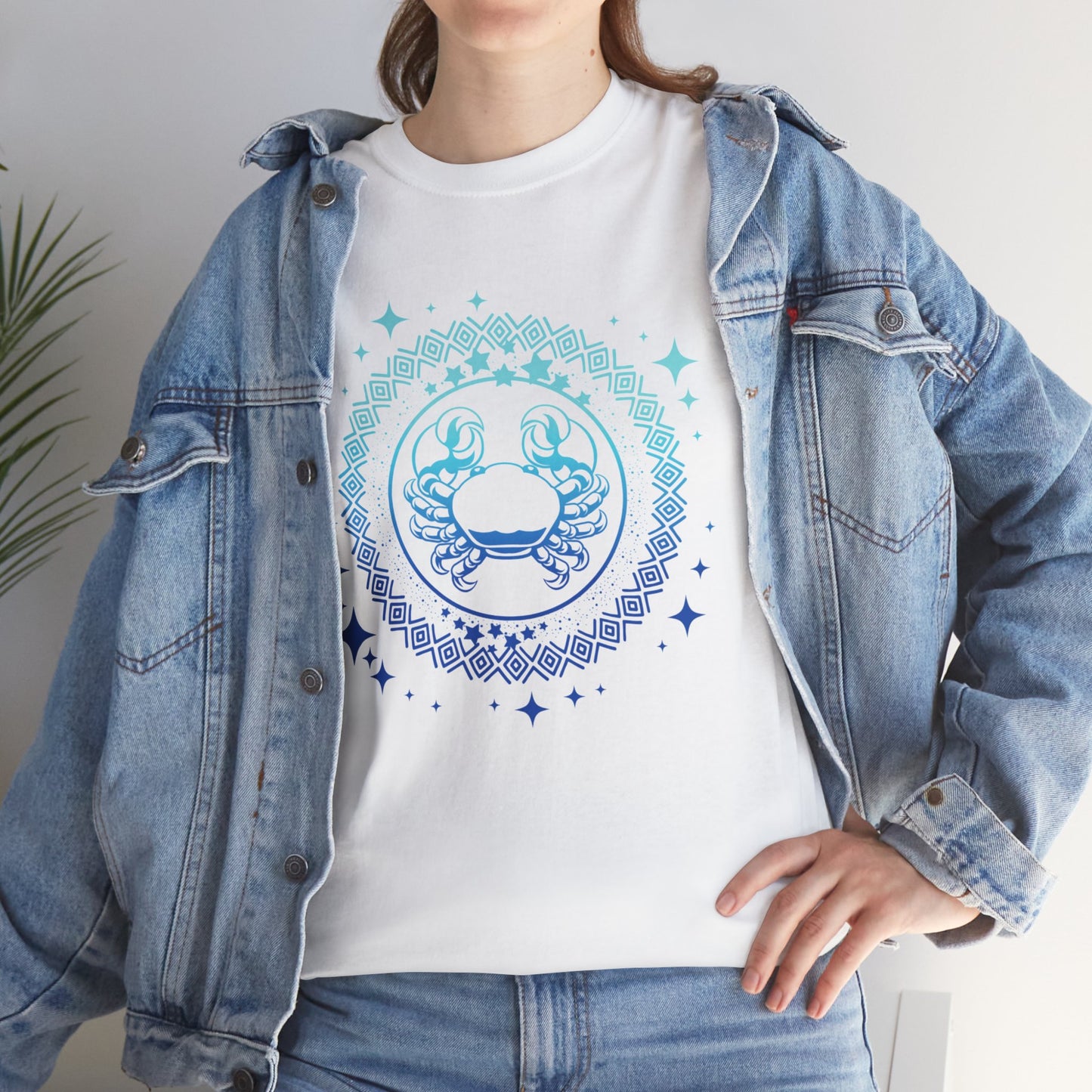 Tribal Circle Cancer Crab Unisex Heavy Cotton Tee