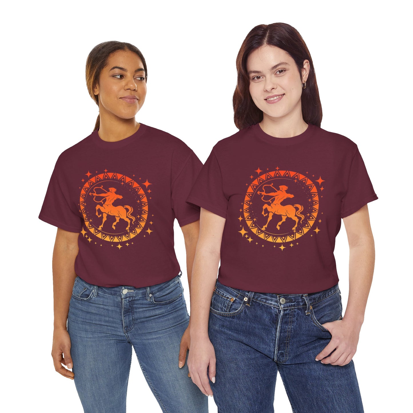 Tribal Circle Sagittarius Archer Unisex Heavy Cotton Tee
