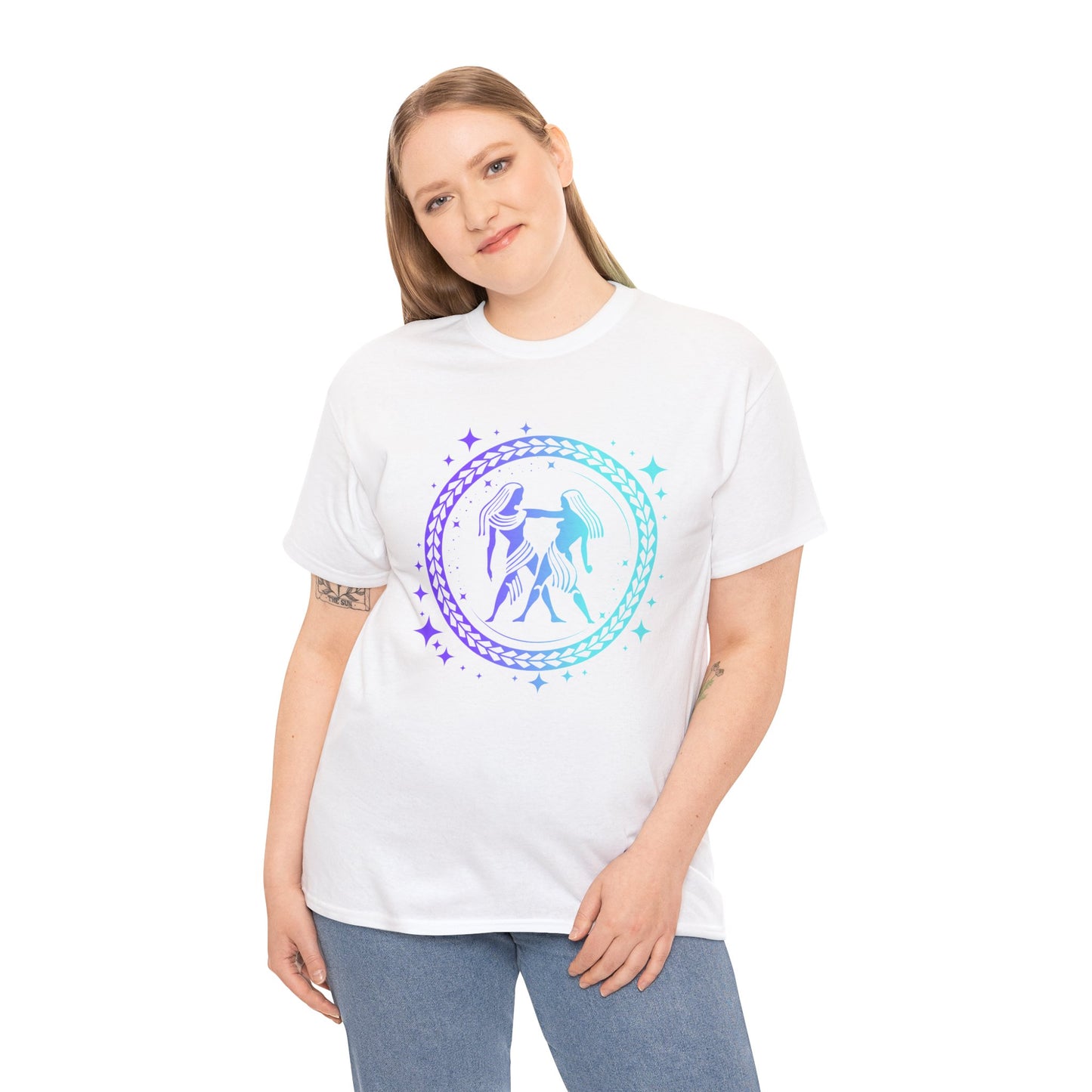 Tribal Circle Gemini Twins Unisex Heavy Cotton Tee