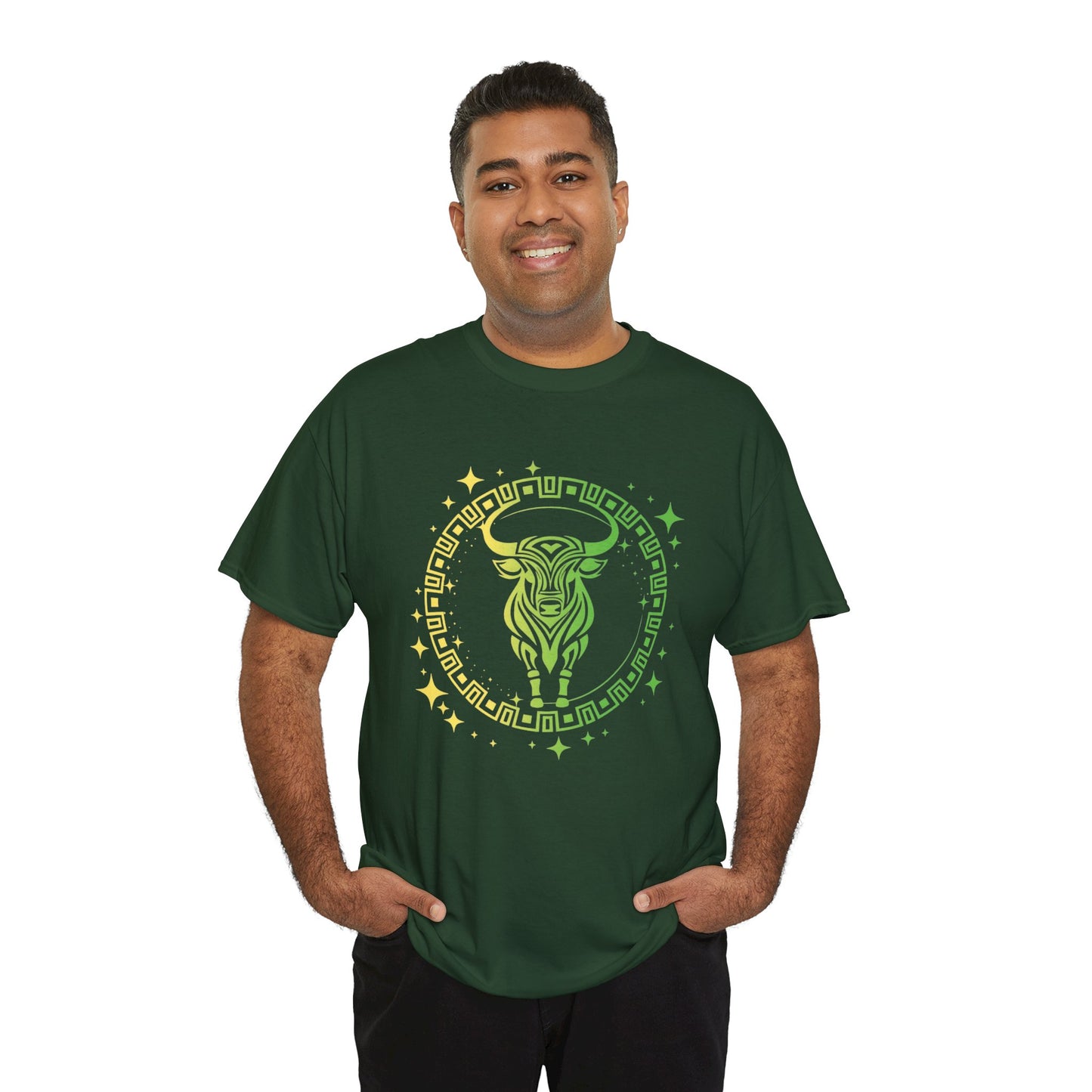 Tribal Circle Taurus Bull Unisex Heavy Cotton Tee