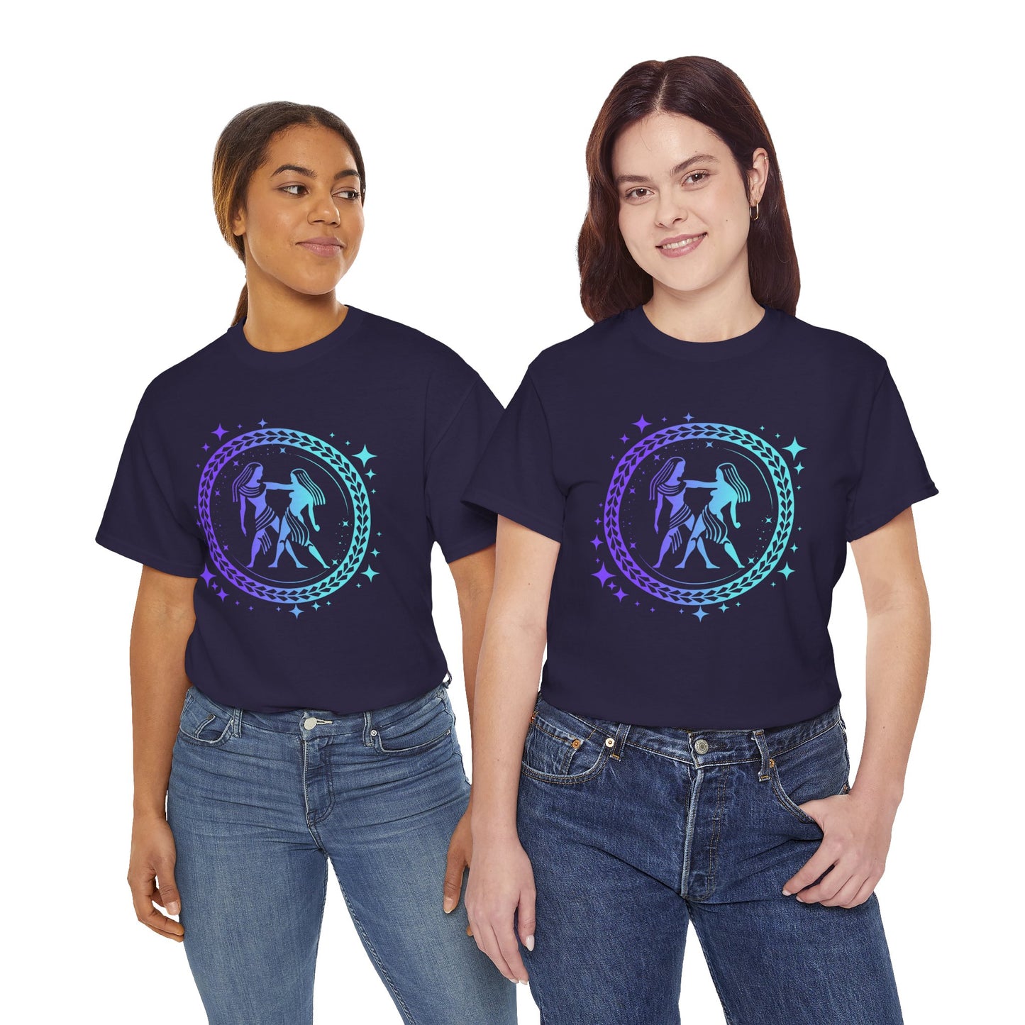 Tribal Circle Gemini Twins Unisex Heavy Cotton Tee