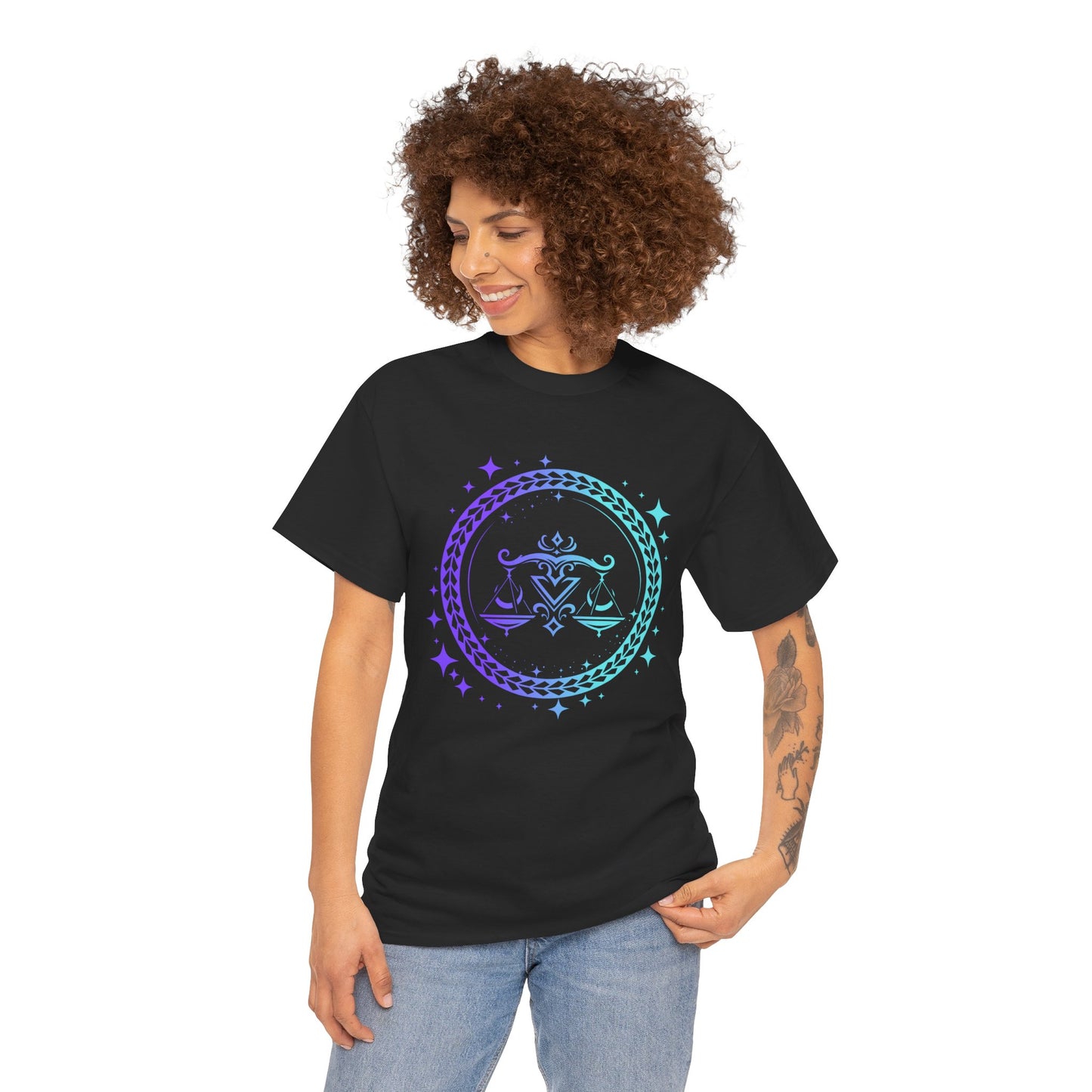 Tribal Circle Libra Scales Unisex Heavy Cotton Tee