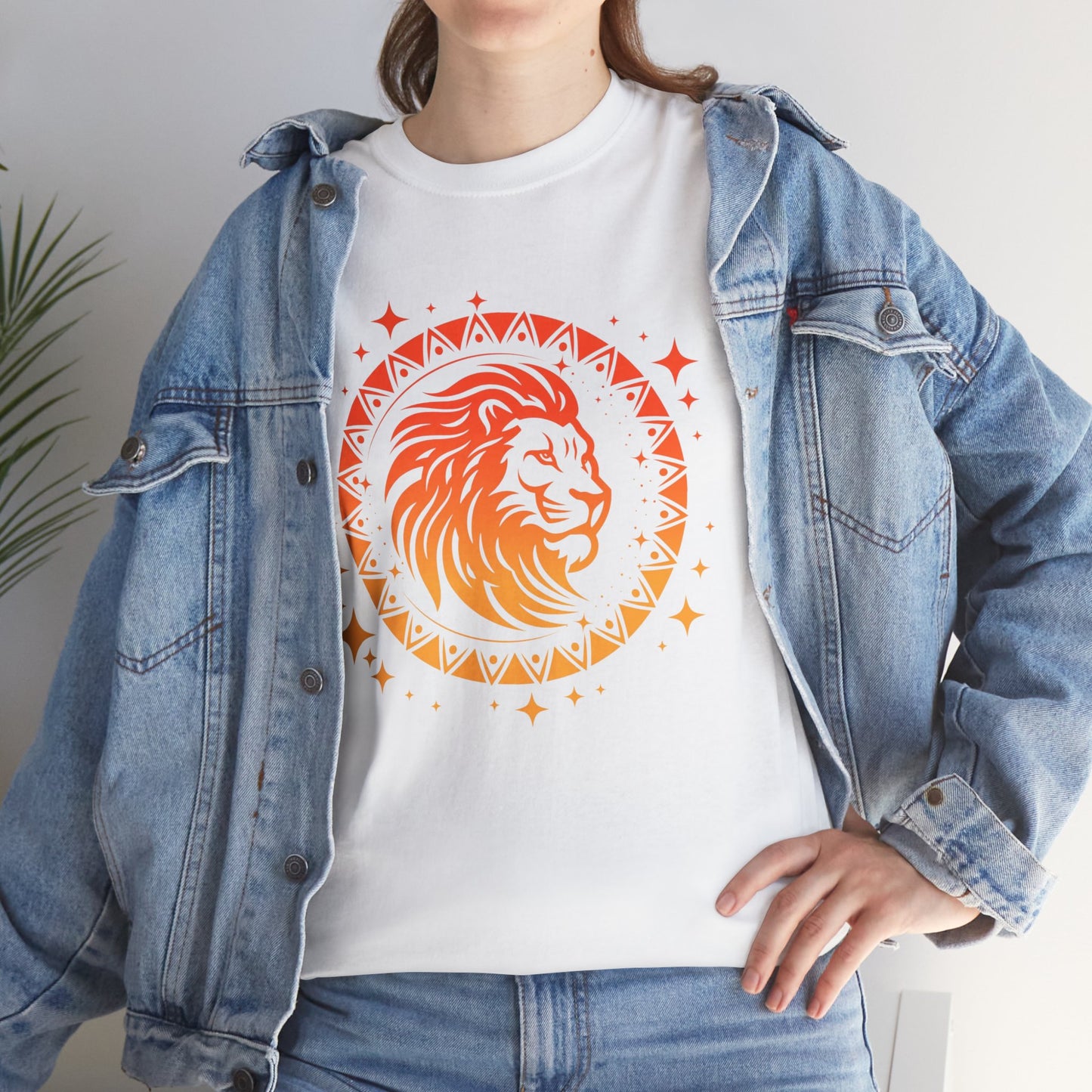 Tribal Circle Leo Lion Unisex Heavy Cotton Tee