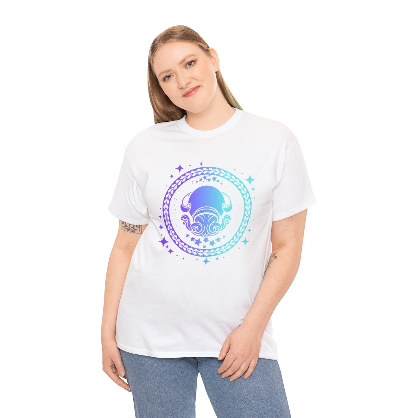 Tribal Circle Aquarius water bearer Unisex Heavy Cotton Tee