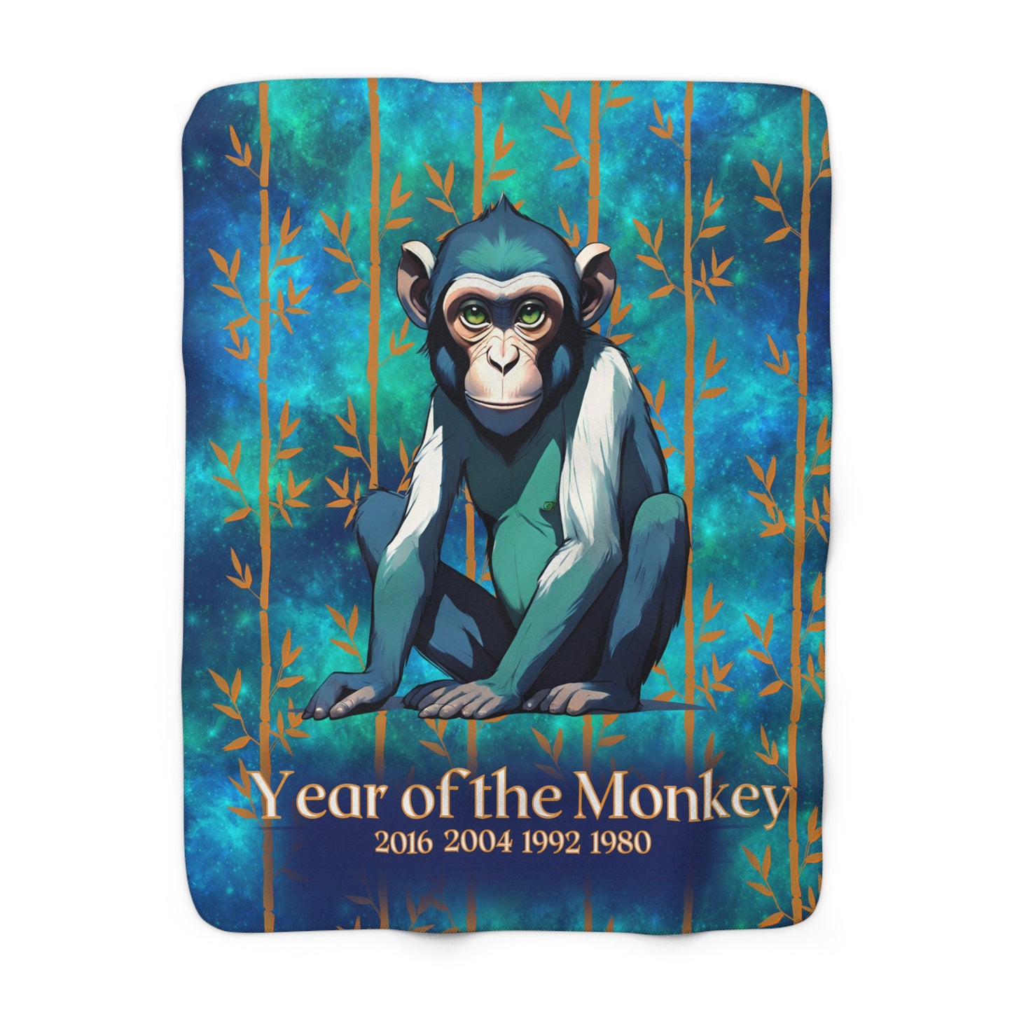 Azure Galaxy Monkey Sherpa Fleece Blanket