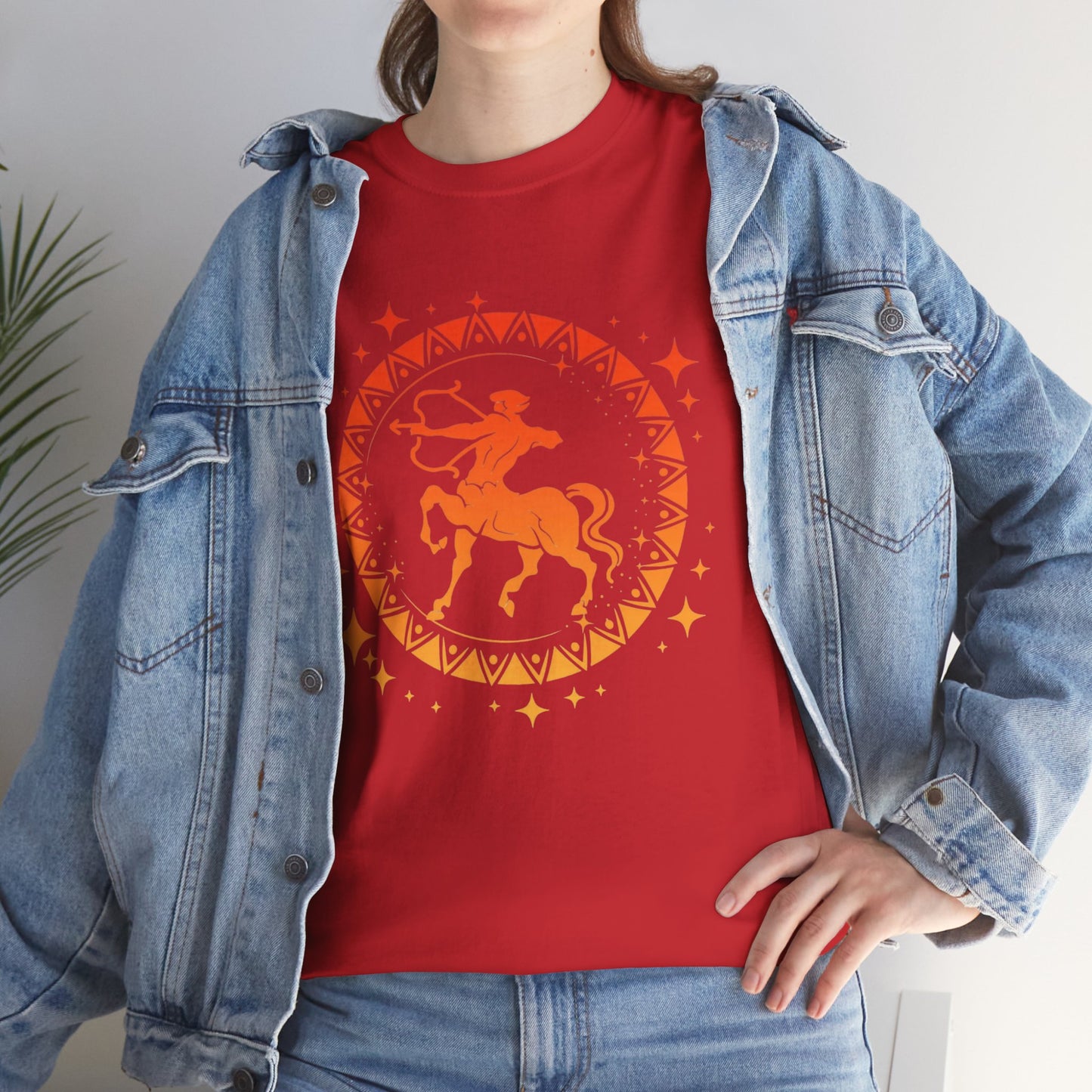Tribal Circle Sagittarius Archer Unisex Heavy Cotton Tee