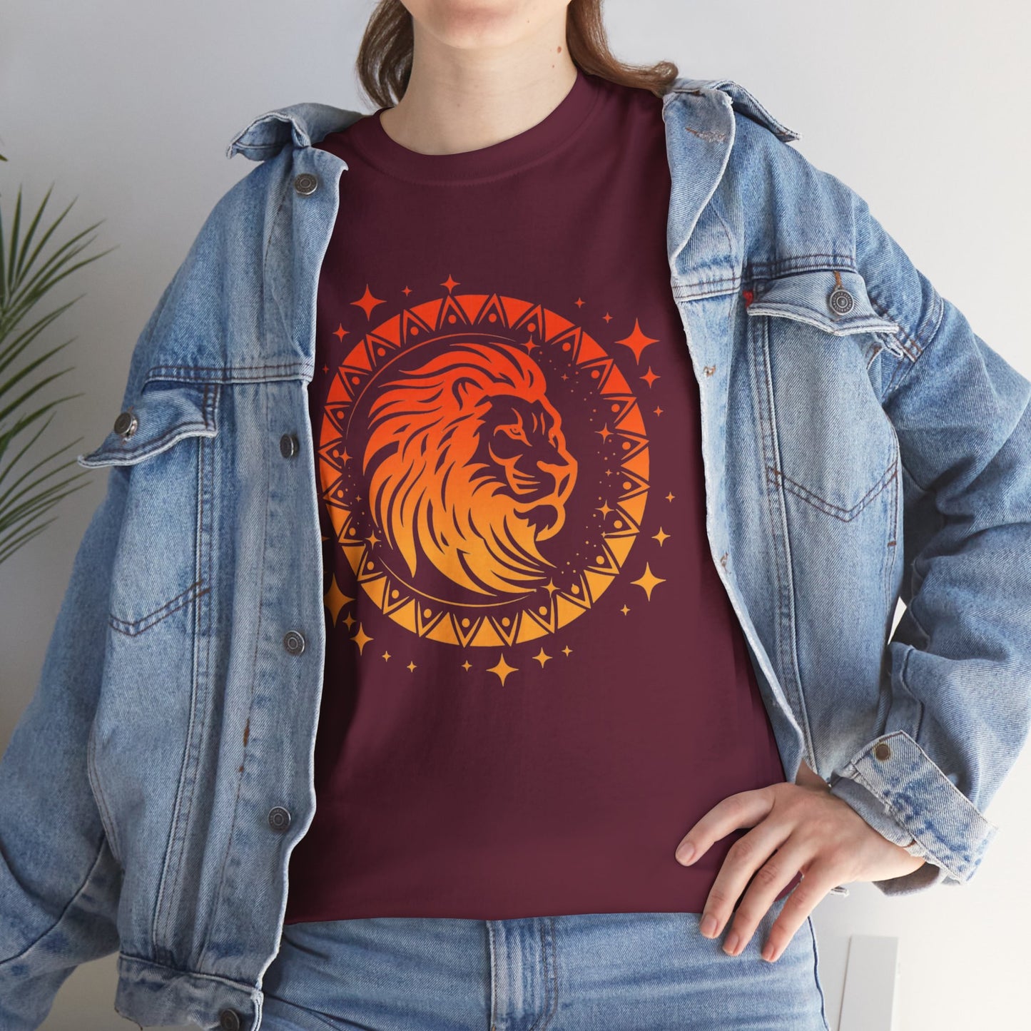 Tribal Circle Leo Lion Unisex Heavy Cotton Tee