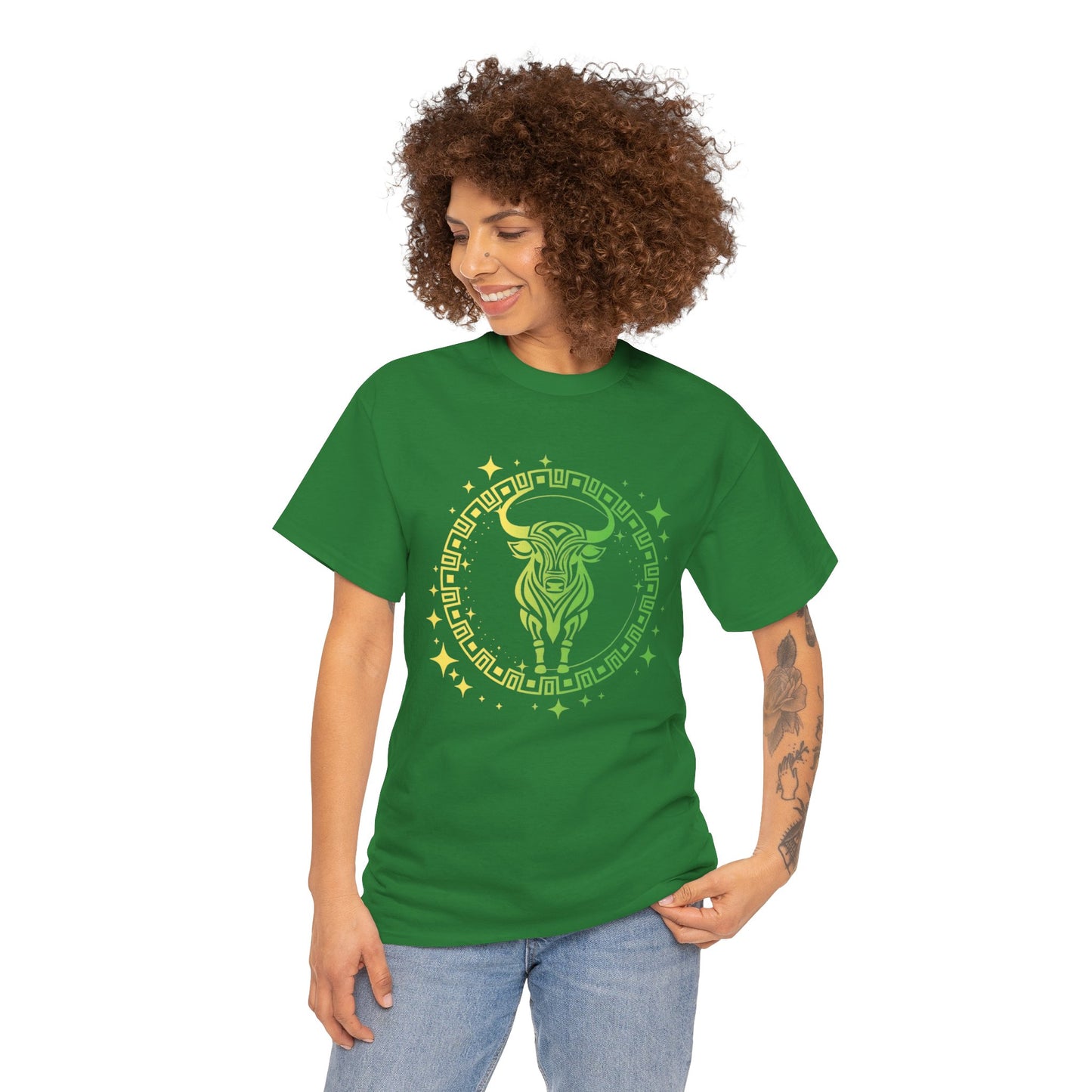 Tribal Circle Taurus Bull Unisex Heavy Cotton Tee