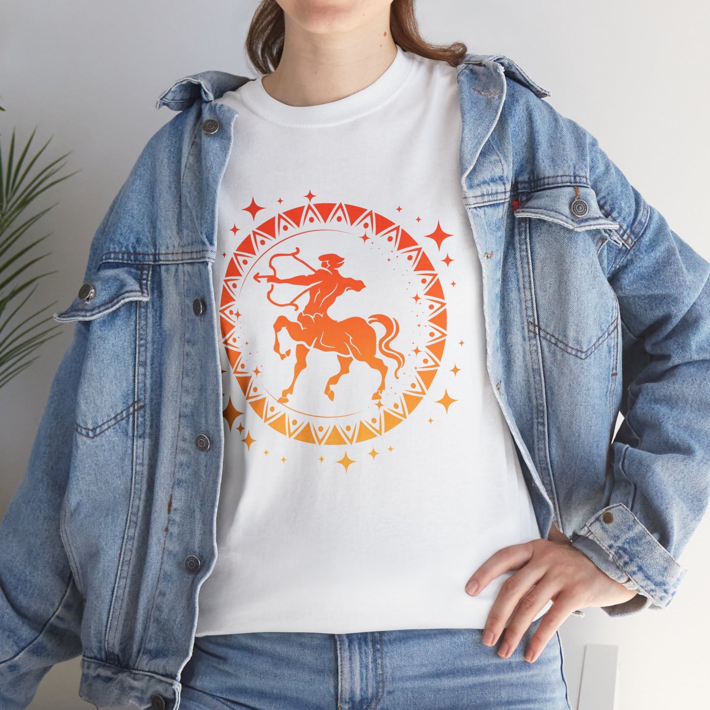 Tribal Circle Sagittarius Archer Unisex Heavy Cotton Tee