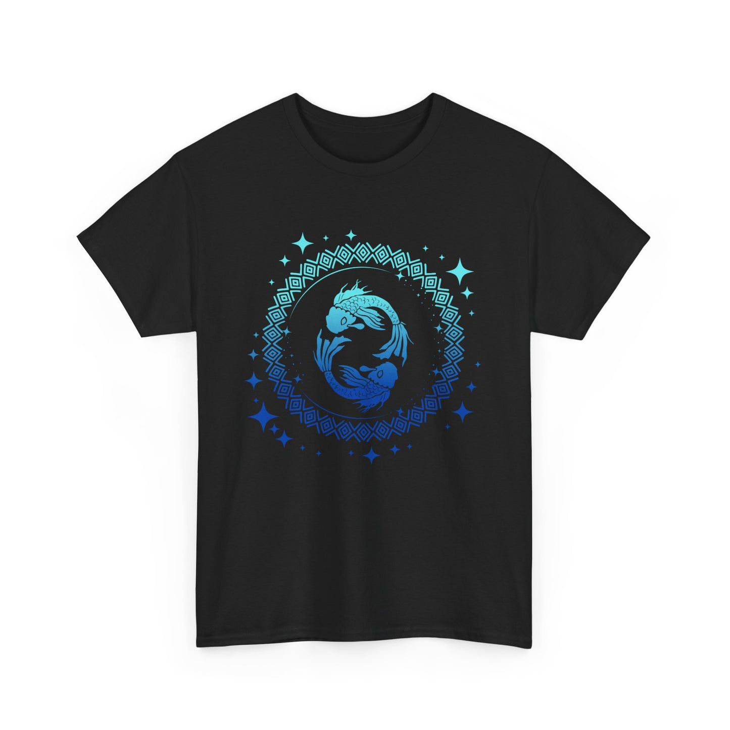 Tribal Circle Pisces Twin Fish Unisex Heavy Cotton Tee