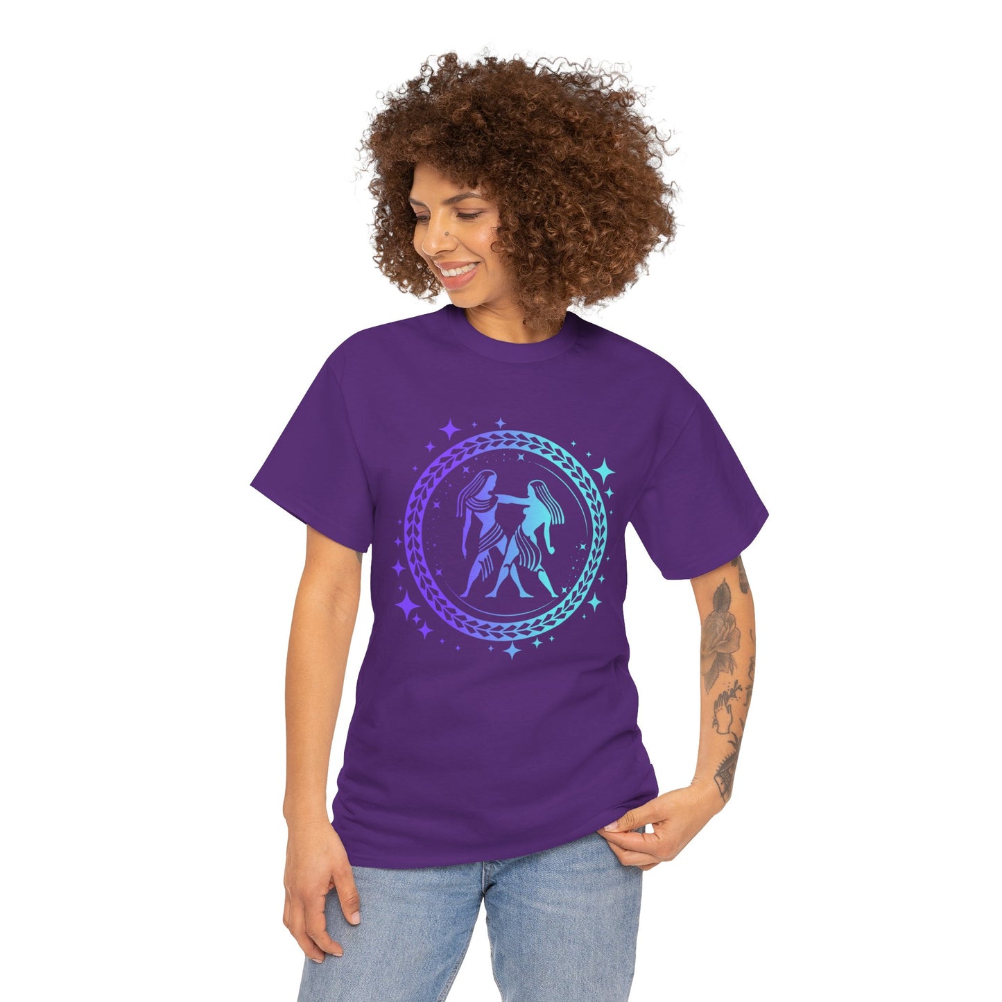 Tribal Circle Gemini Twins Unisex Heavy Cotton Tee