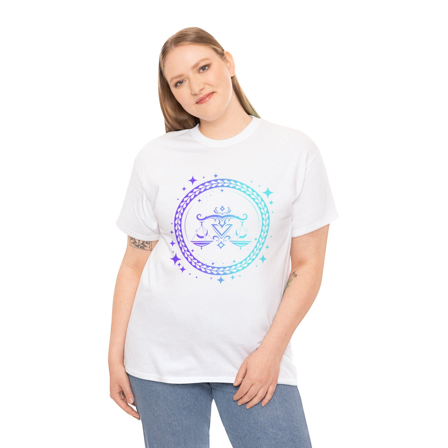 Tribal Circle Libra Scales Unisex Heavy Cotton Tee