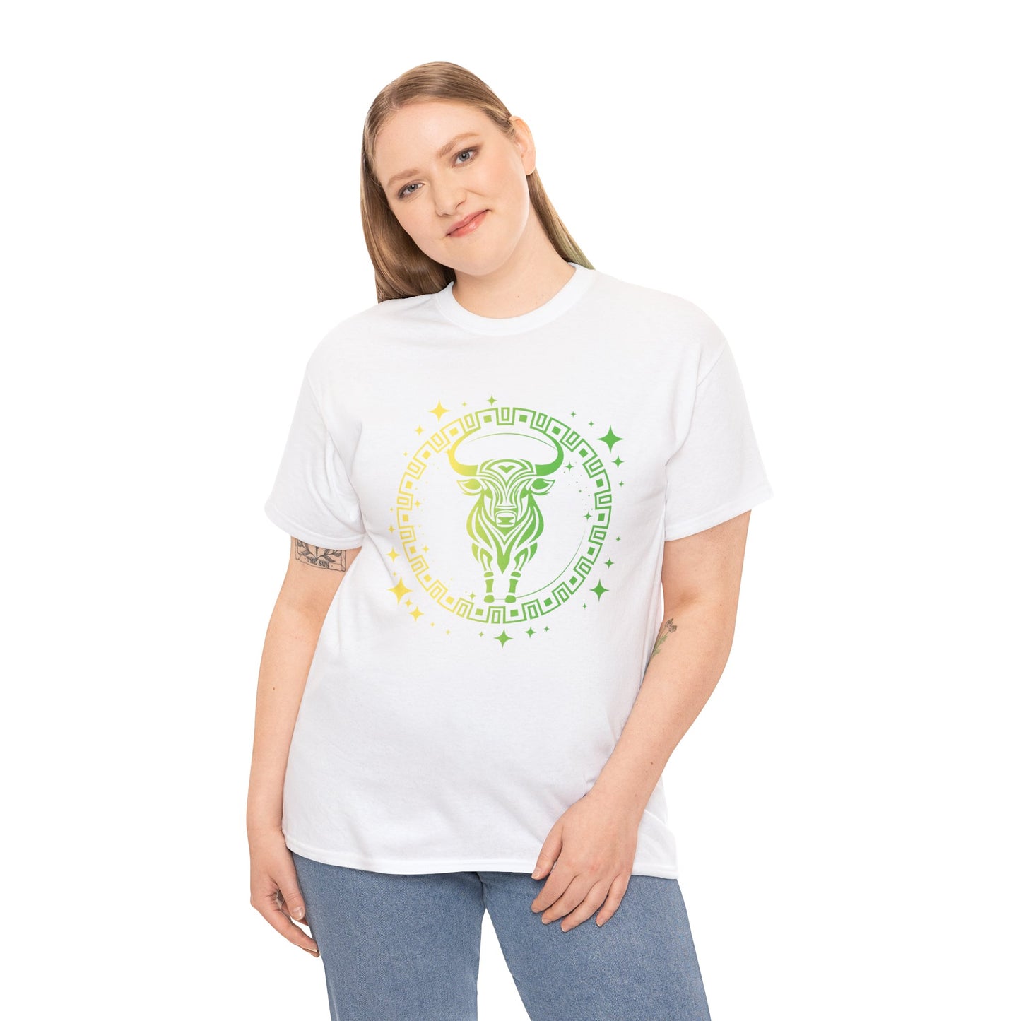 Tribal Circle Taurus Bull Unisex Heavy Cotton Tee