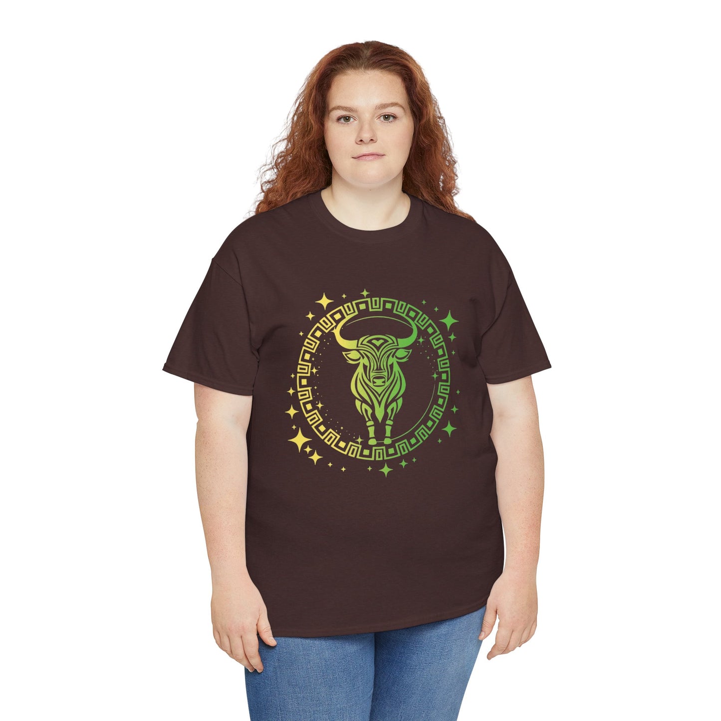Tribal Circle Taurus Bull Unisex Heavy Cotton Tee