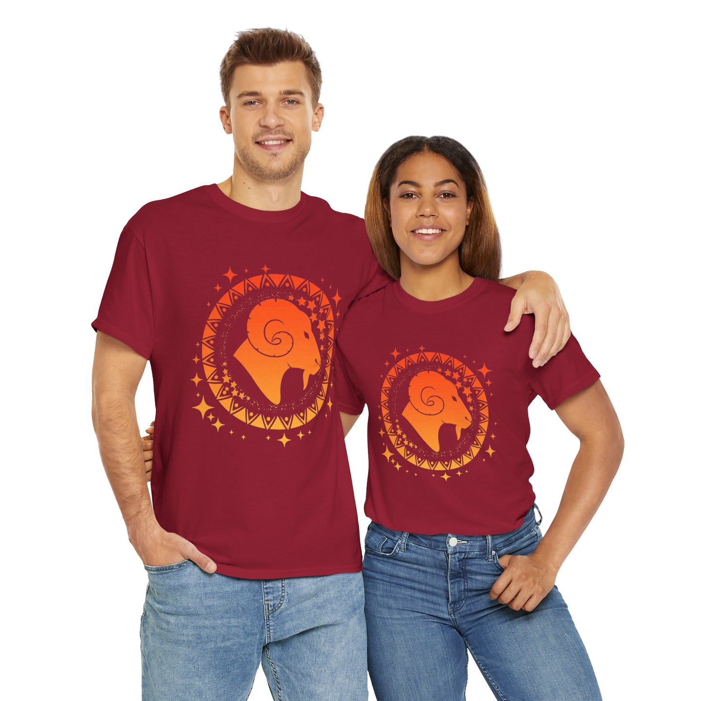 Tribal Circle Aries Ram Unisex Heavy Cotton Tee