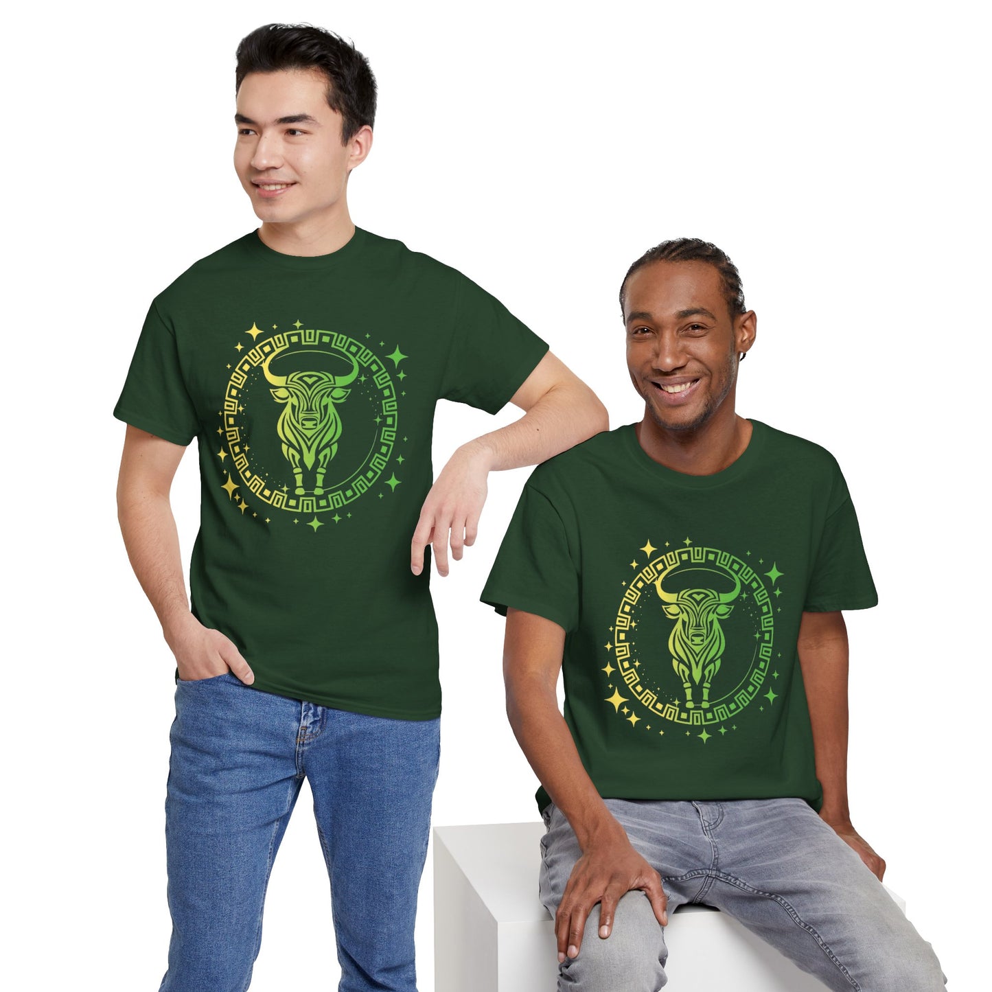 Tribal Circle Taurus Bull Unisex Heavy Cotton Tee