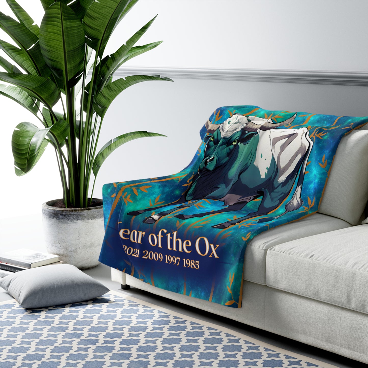 Azure Galaxy Ox Sherpa Fleece Blanket