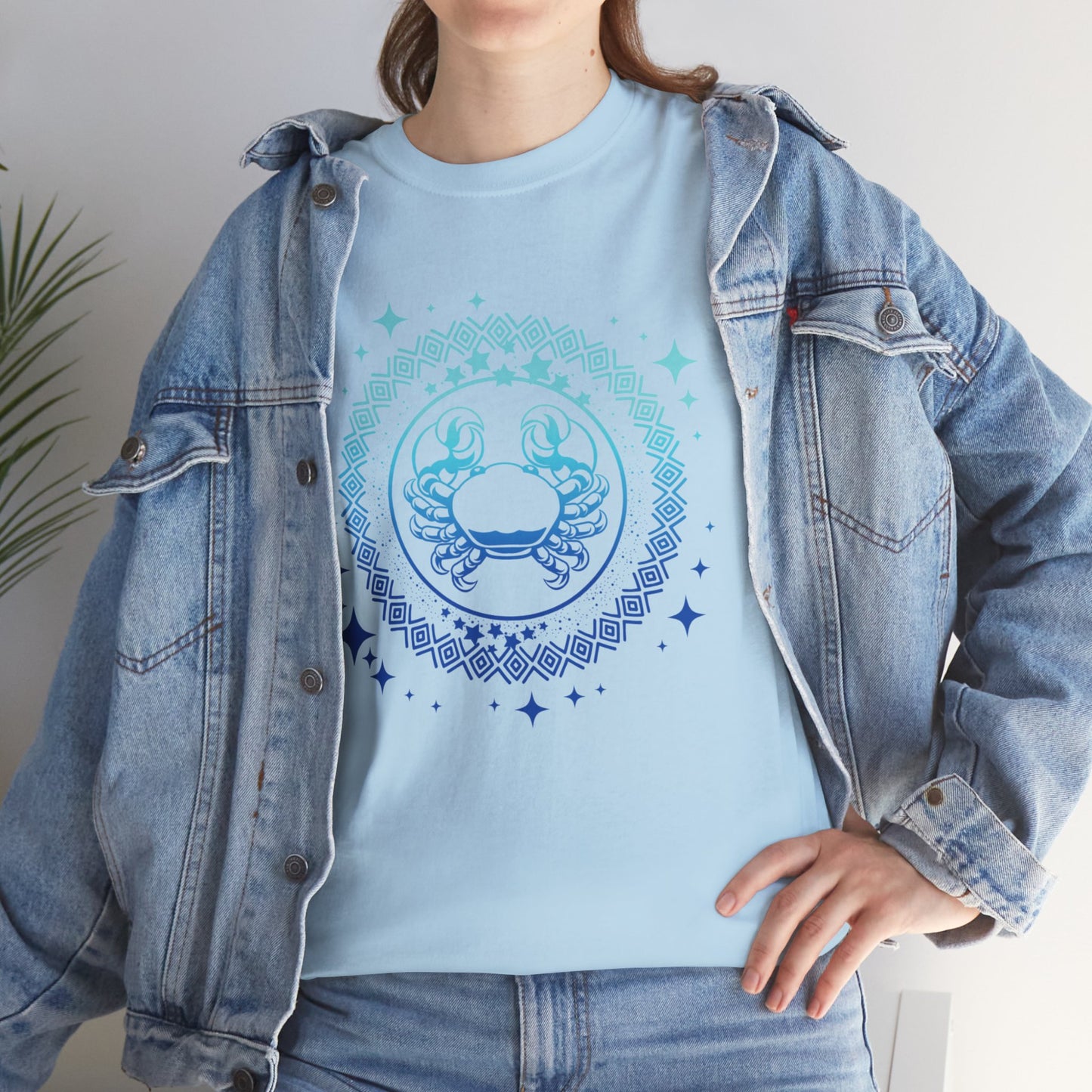 Tribal Circle Cancer Crab Unisex Heavy Cotton Tee