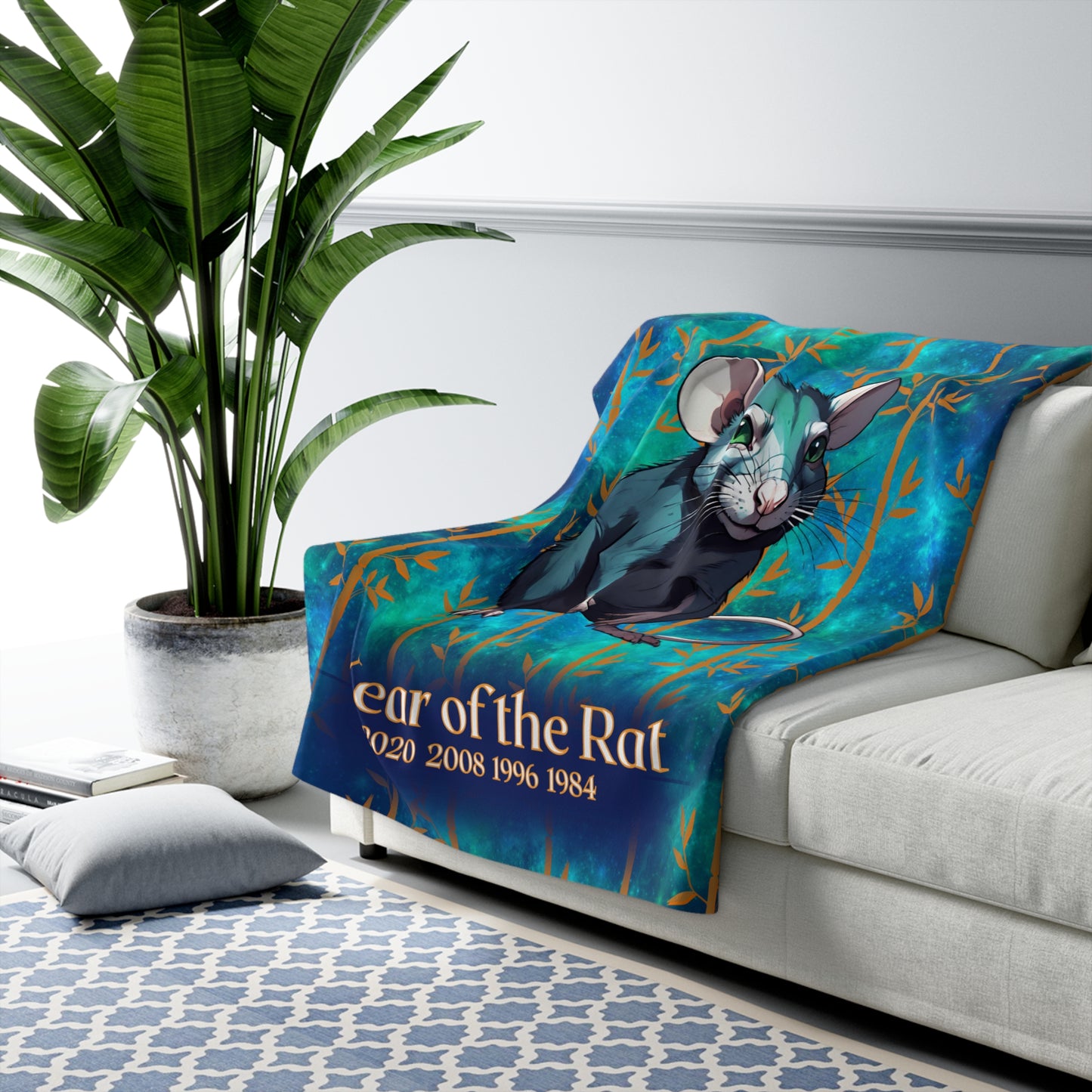 Azure Galaxy Rat Sherpa Fleece Blanket