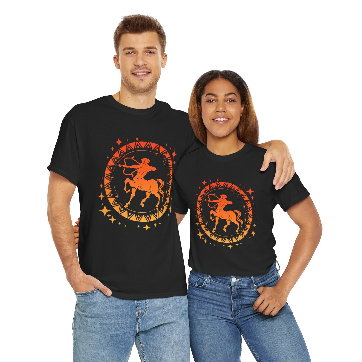 Tribal Circle Sagittarius Archer Unisex Heavy Cotton Tee