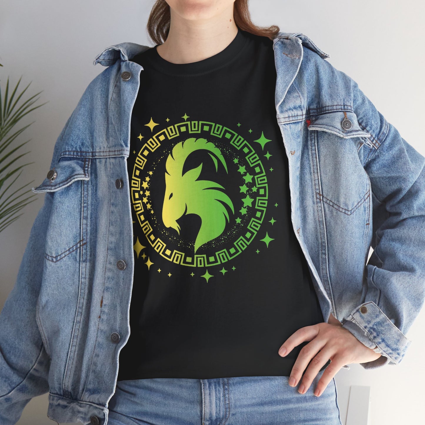Tribal Circle Capricorn Goat Unisex Heavy Cotton Tee