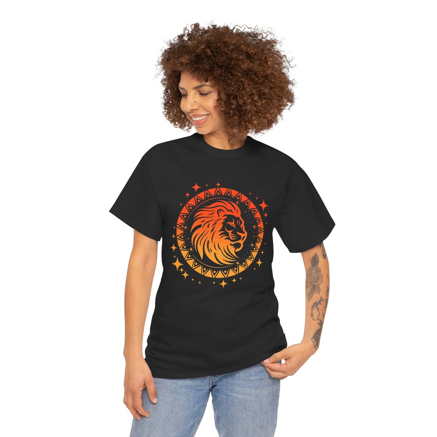 Tribal Circle Leo Lion Unisex Heavy Cotton Tee